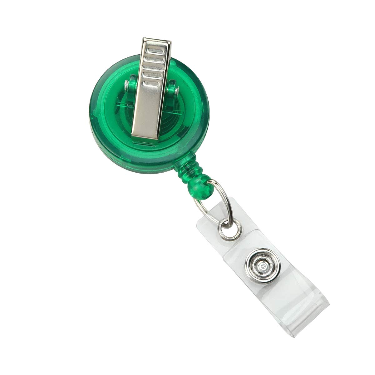 5 Pack Retractable Badge Reels with Clip - Green Translucent Lanyards for Office & Nurse ID Badges