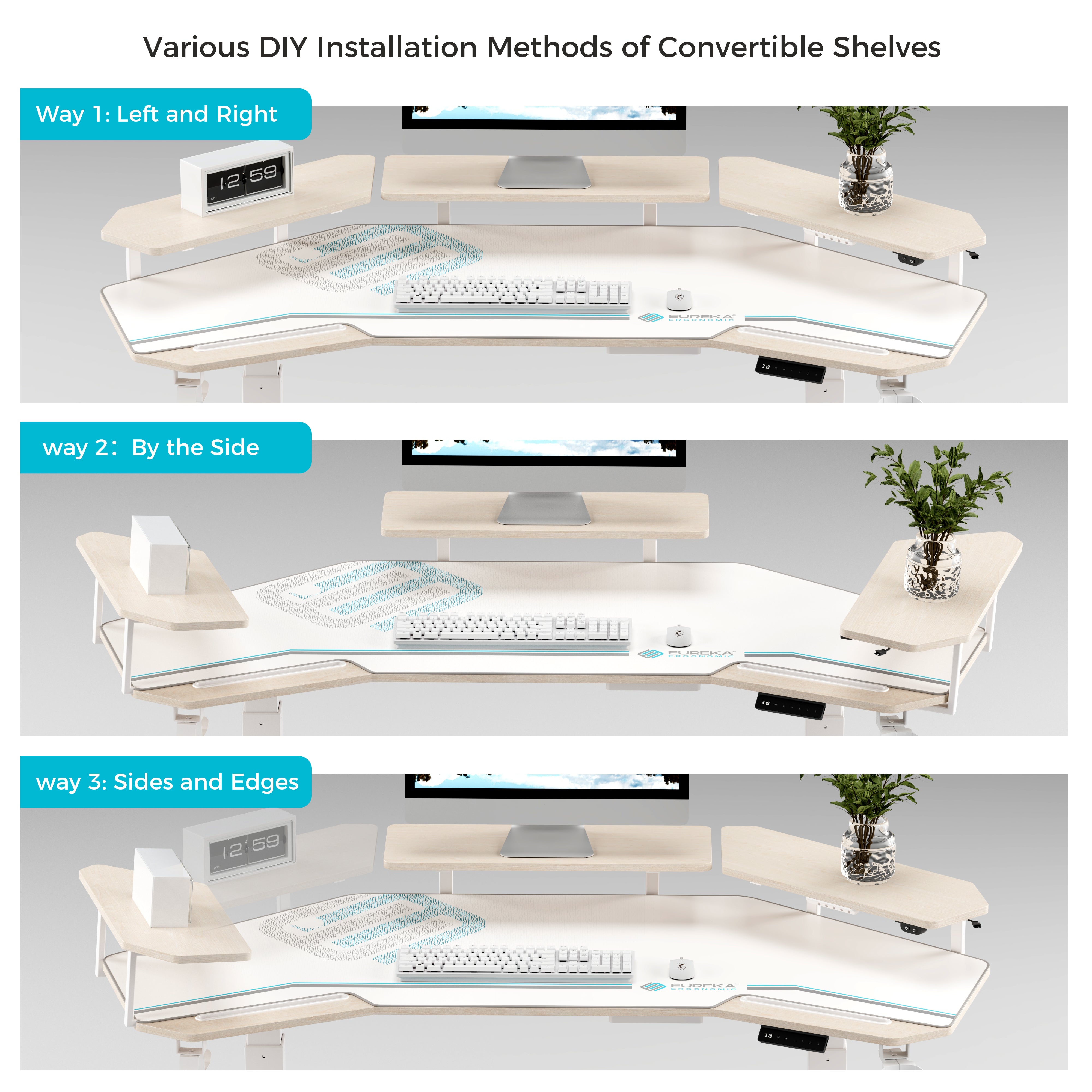 Aero Pro Wing Shaped Adjustable Standing Desk - 63x23 Inches Ergonomic Home Office Workstation for Productivity & Back Pain Relief
