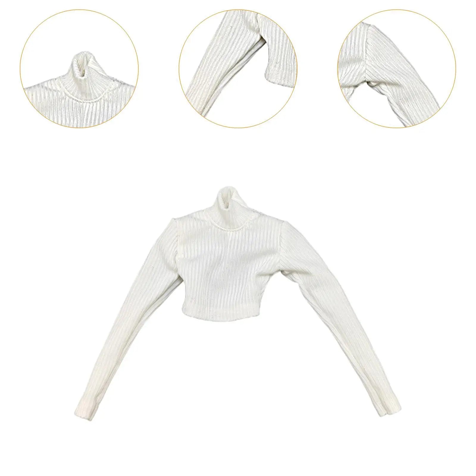 1:6 Scale Women's Crop Tops Turtleneck Thin Sweater Outfit for 12