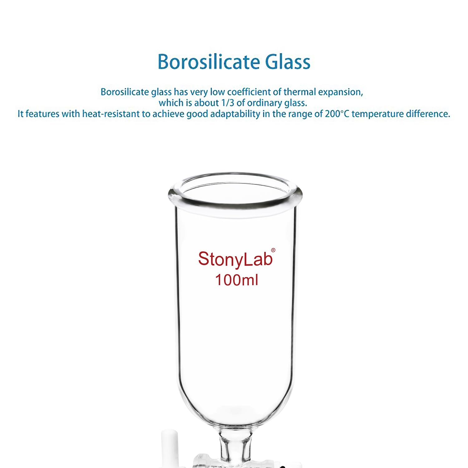 Stonylab 100ml Borosilicate Glass Dropping Funnel with PTFE Stopcock - Premium Lab Burette Funnel for Chemistry Experiments, Essential Oil Mixing & Home DIY Projects