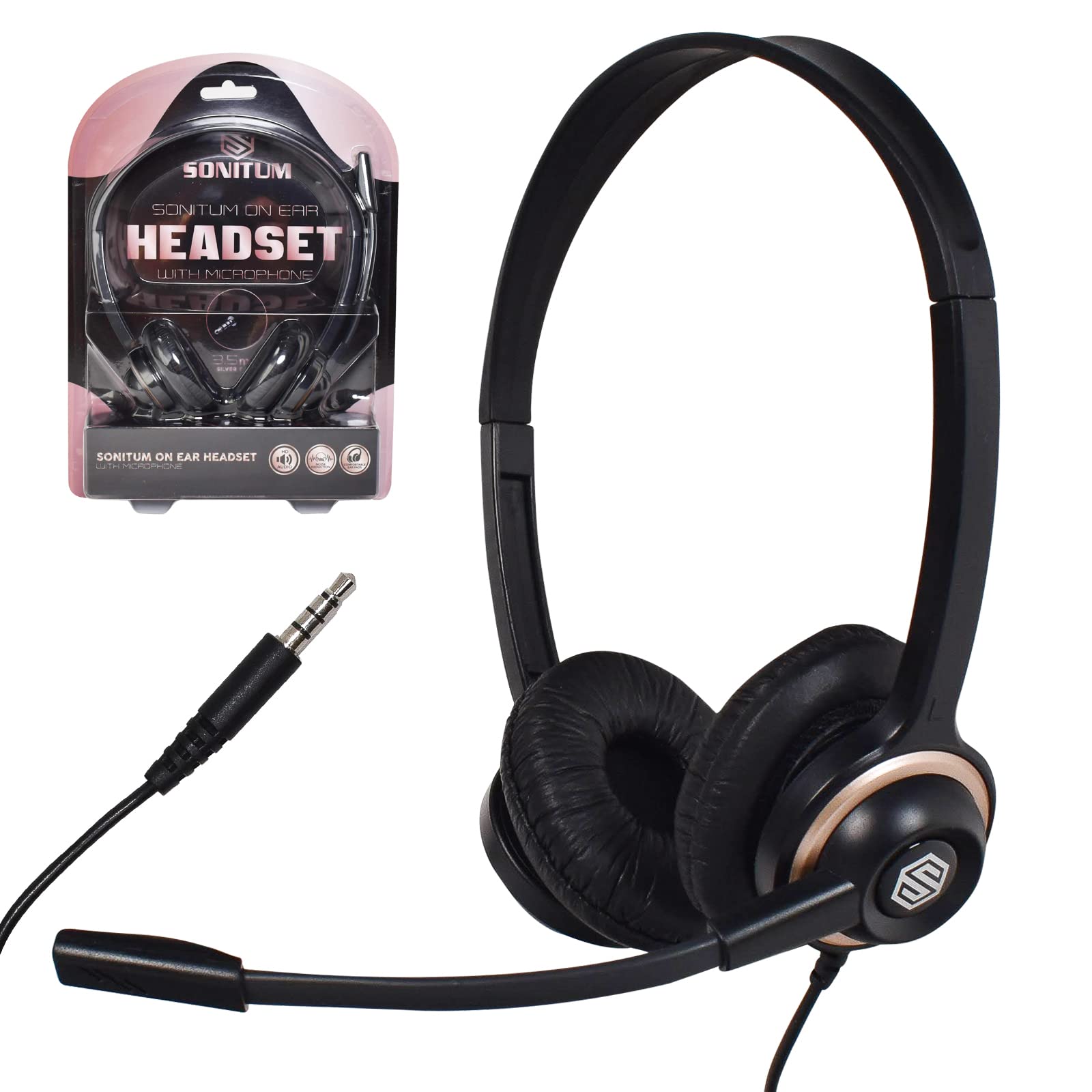 Bulk 10-Pack Noise Canceling Headsets with Microphone - Comfortable Over-Ear PC Headphones for Office, Meetings & Chat - Universal 3.5mm Jack for Computers, Laptops, Phones - Perfect for Remote Work, Online Classes & Call Centers