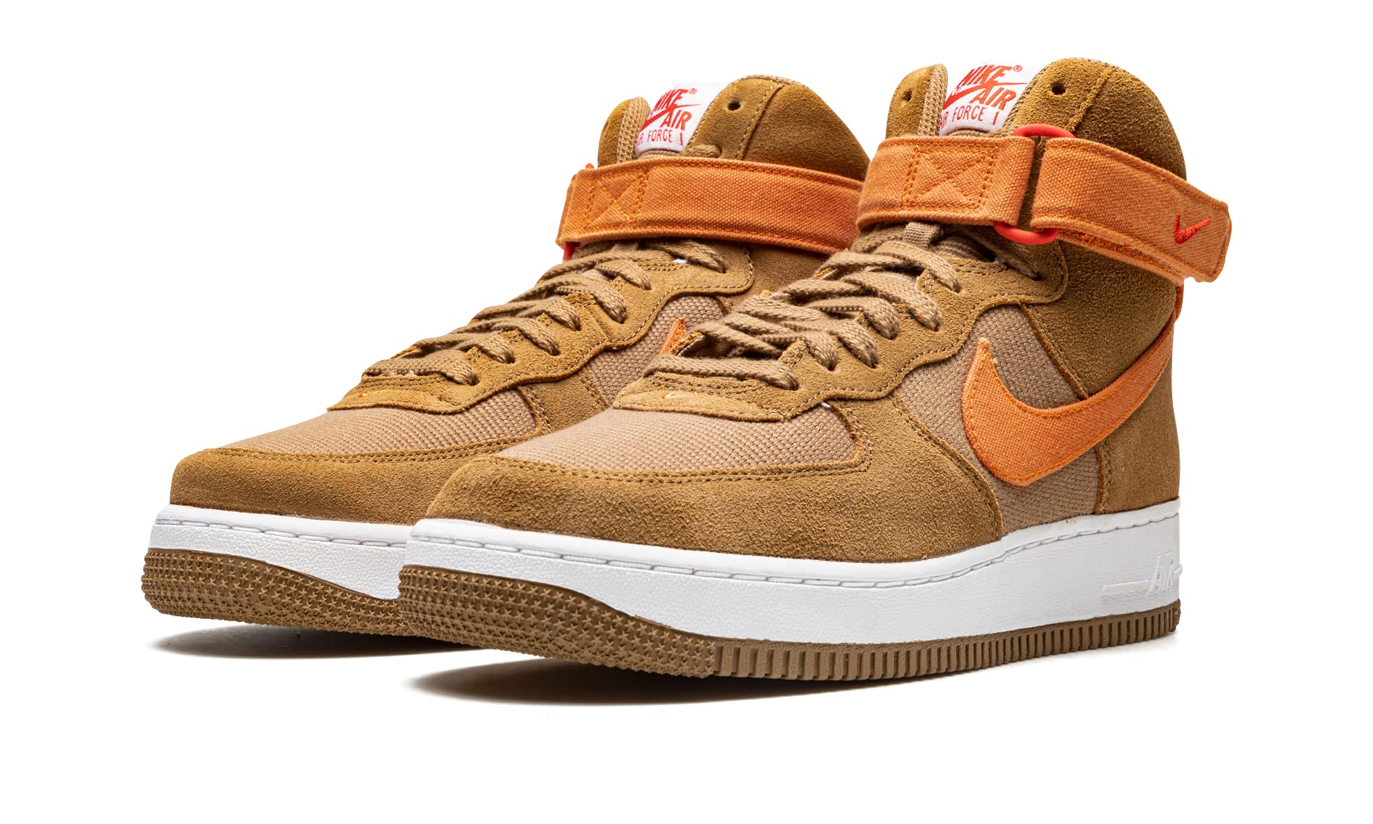 Nike Men's AIR Force 1 '07 Basketball Shoes - Dark Driftwood/Hot Curry/White - Size 10 | Classic Sneakers for Basketball, Streetwear & Casual Wear