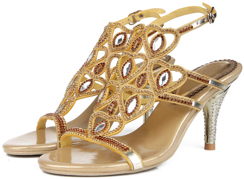 YooPrettyz Women's Sweetheart Strappy Stiletto Heel Sandals - Elegant Caged Dress Shoes for Evening Parties, Weddings & Date Nights