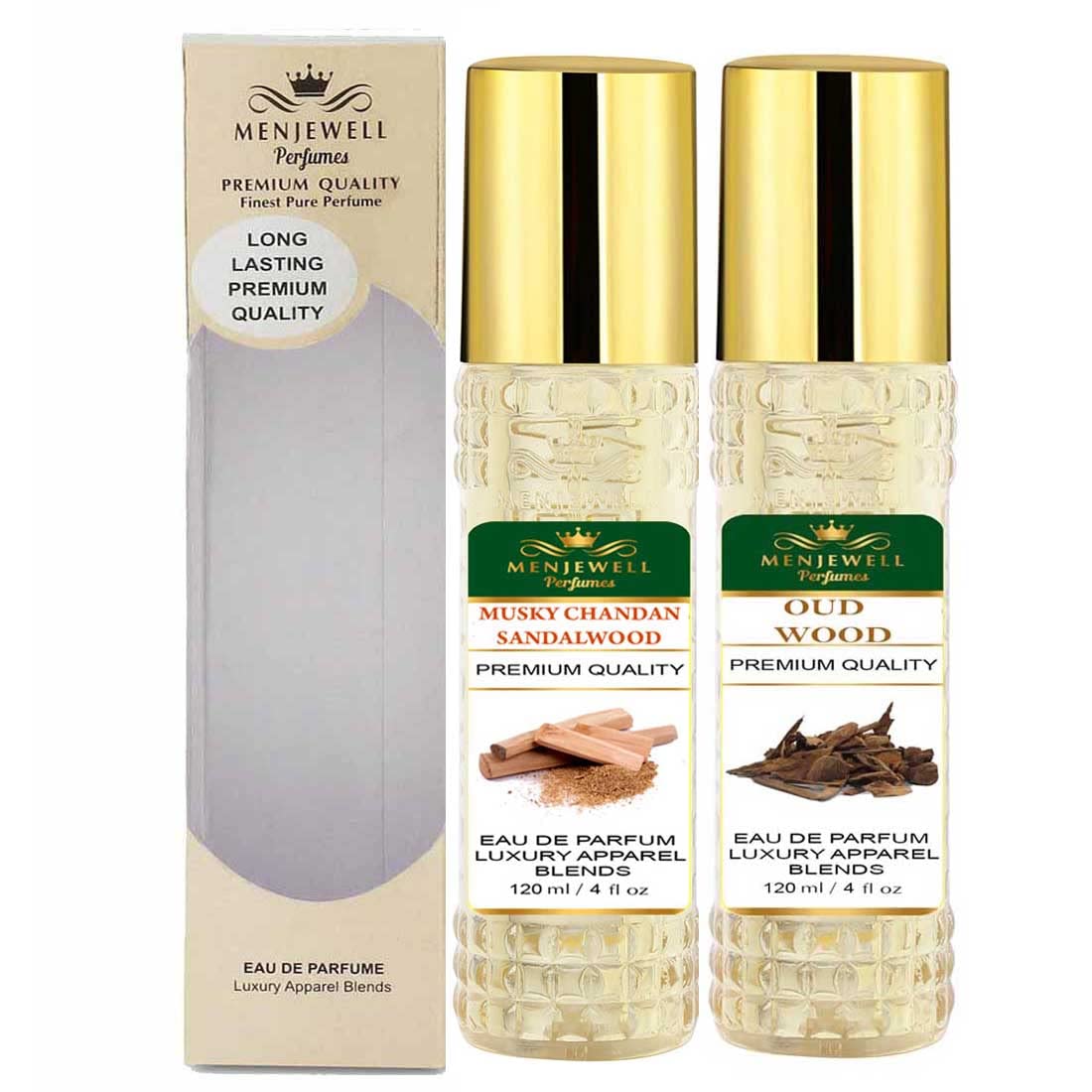 Premium Musky Sandalwood & Oud Wood Perfume for Men - Long Lasting Fragrance Spray (120ml x 2) | Woody & Masculine Scent | Ideal for Date Nights, Office Wear & Special Occasions