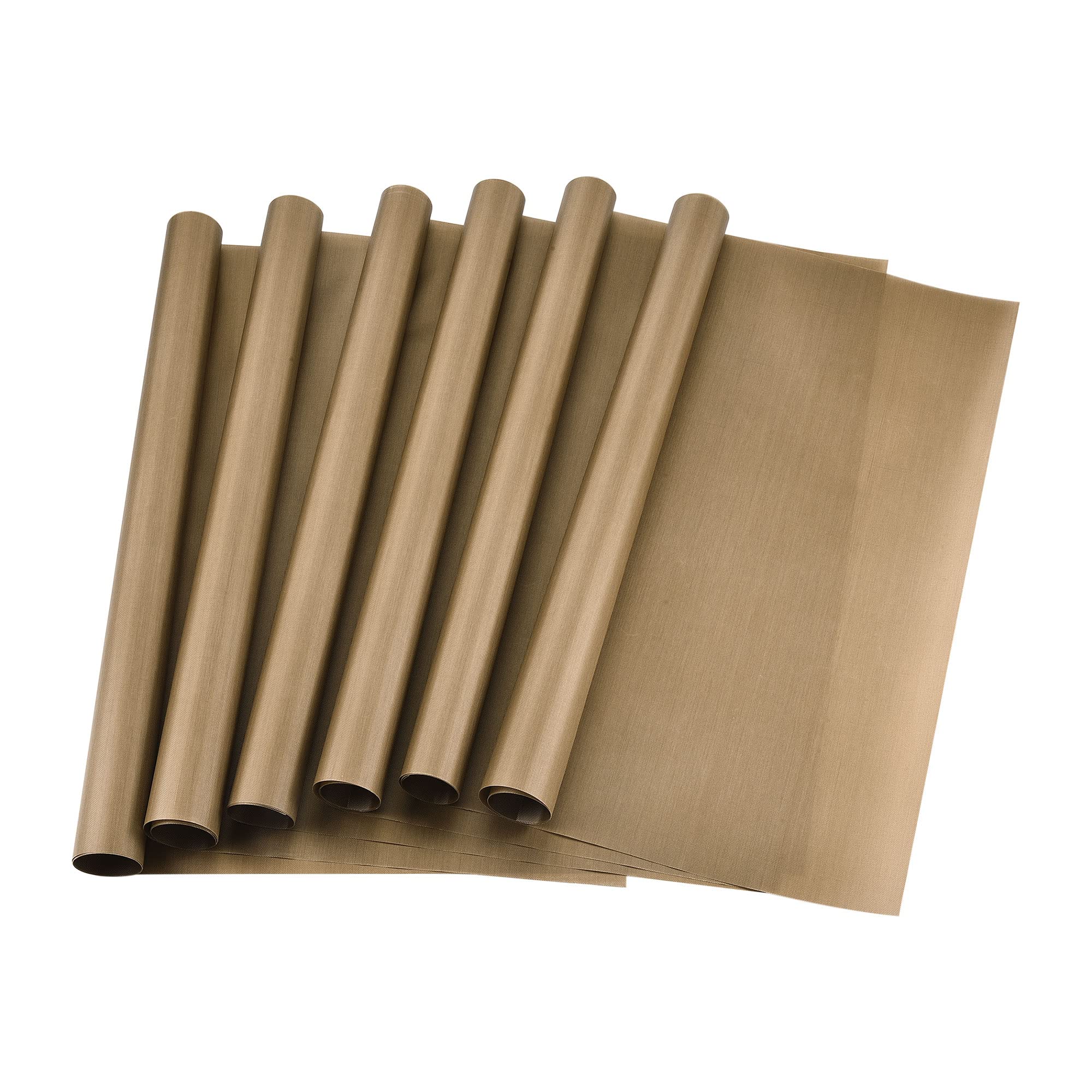 uxcell 40 x 60cm PTFE Non-Stick Heat Resistant Sheet - Reusable Craft Mat for Baking, Ironing & DIY Projects (Brown, 6pcs)