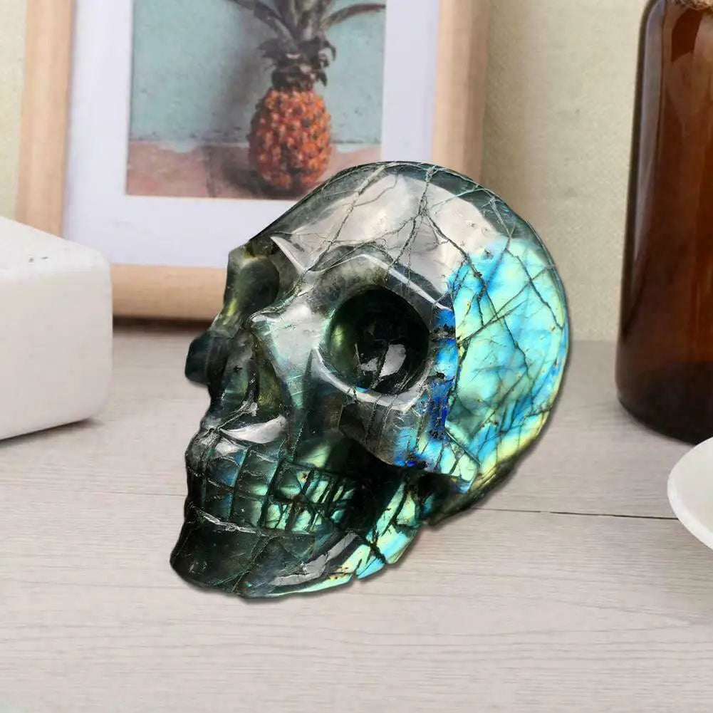 Hand Carved Natural Labradorite Quartz Crystal Skull - 800-1100g for Healing, Meditation & Energy Work | Perfect for Reiki, Yoga & Spiritual Decor