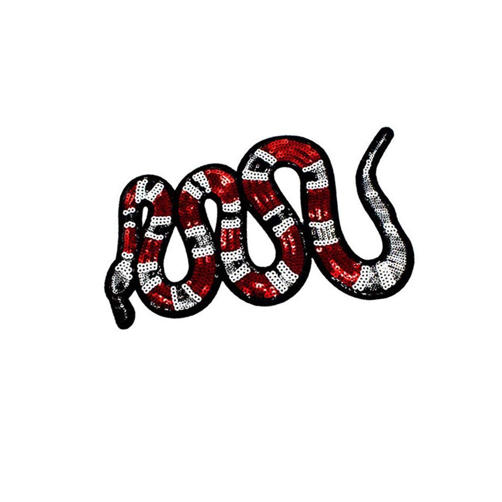 Sequined Snake Iron-On Embroidery Applique Patches for Clothing, Denim Jackets & DIY Crafts - Perfect for Customizing Jeans, Bags & Accessories