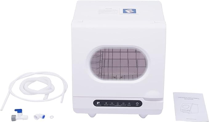 Portable Countertop Dishwasher with 360° Rotating Spray & 5 Wash Programs - Compact Built-in 5L Water Tank, One-Touch Start for Fast Deep Cleaning - Perfect for Small Kitchens, Apartments, RVs & Dorm Rooms