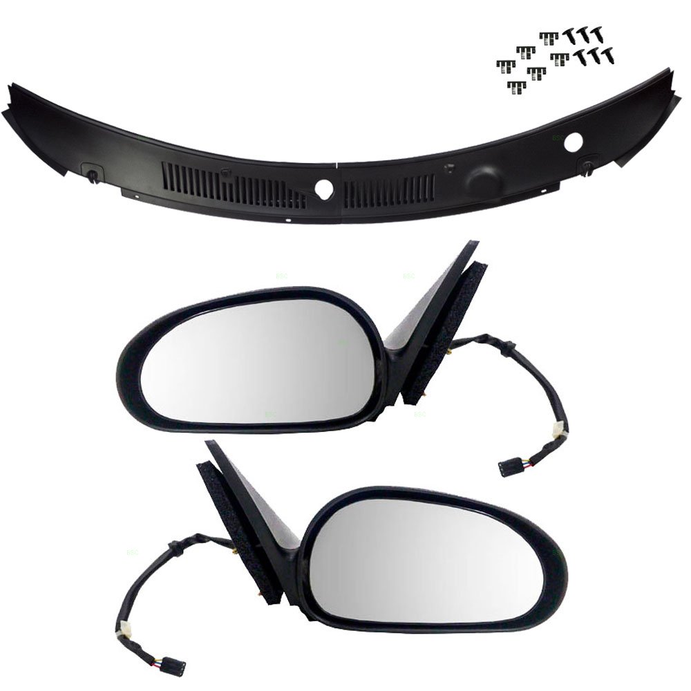 Replacement Power Side Mirrors with Cowl Grille Panel for 1999-2004 Ford Mustang - Perfect for DIY Auto Repair & Car Restoration Projects