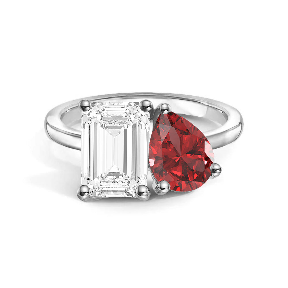 Personalized Toi et Moi Moissanite Birthstone Ring for Women - Custom Anniversary, Engagement & Wedding Gift - Perfect for Valentine's Day, Proposal & Romantic Occasions