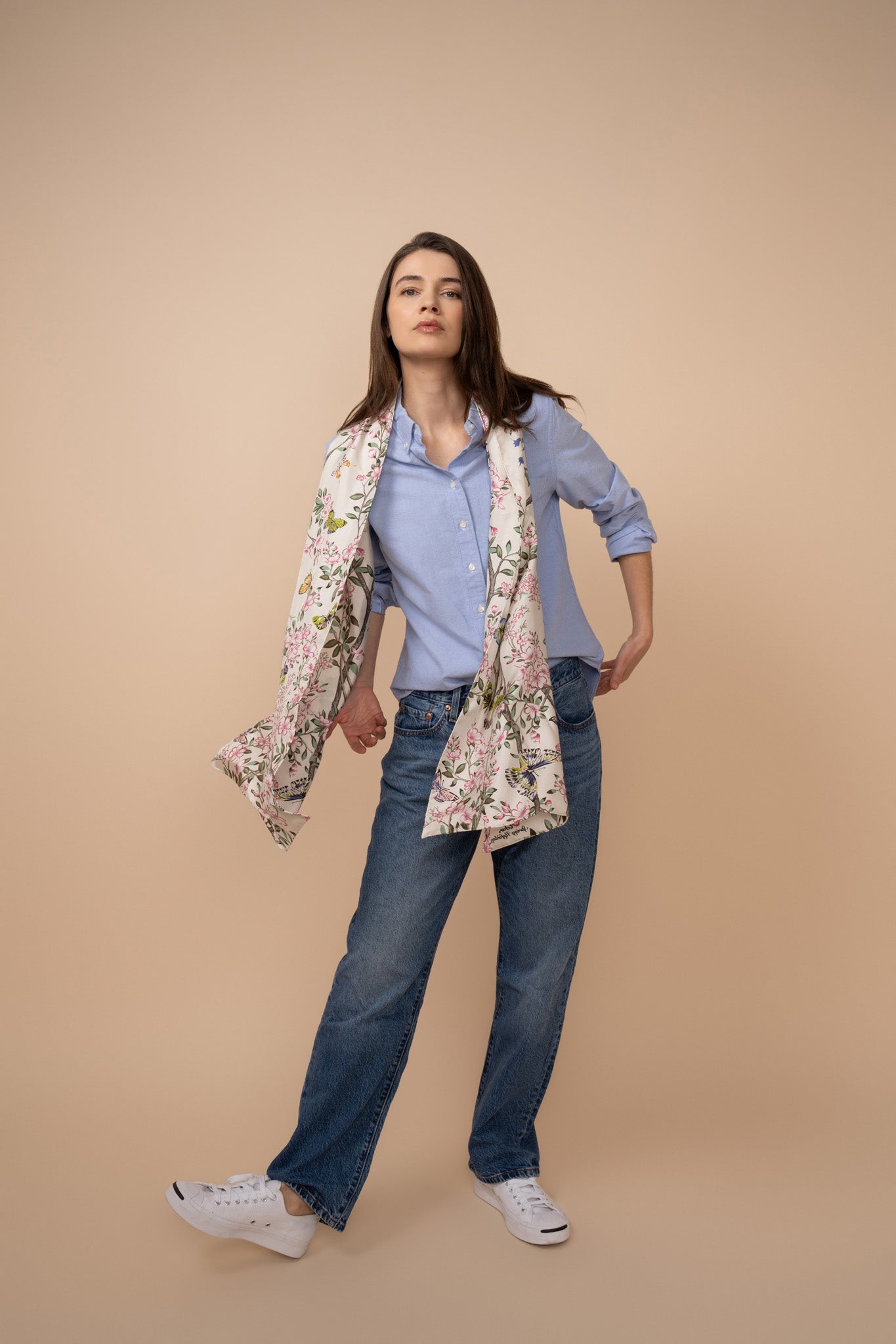 Elegant Spring Unfolding Silk Oblong Scarf - Lightweight Fashion Accessory for Women - Perfect for Office, Party & Travel Outfits