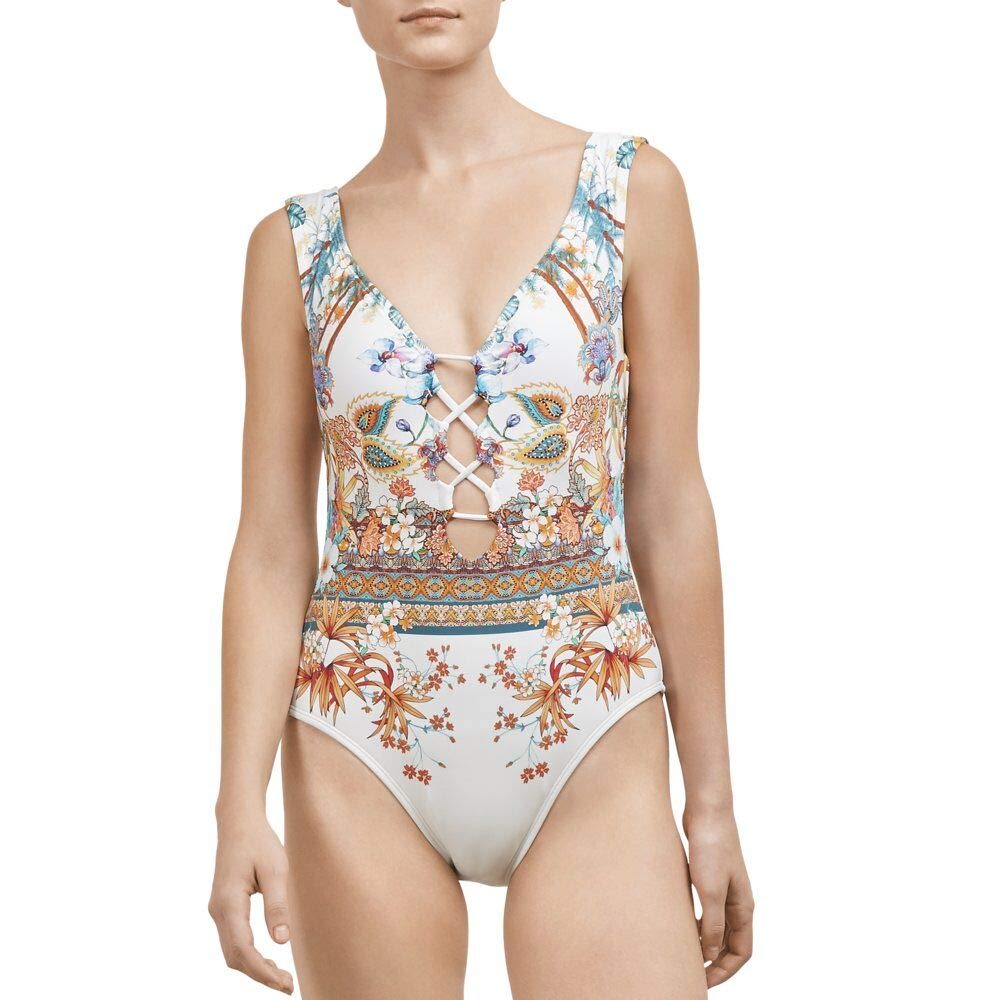 Kenneth Cole Women's One Piece Swimsuit with Cap Sleeves - Slimming Bathing Suit for Women, Tummy Control Swimwear for Beach, Pool & Vacation