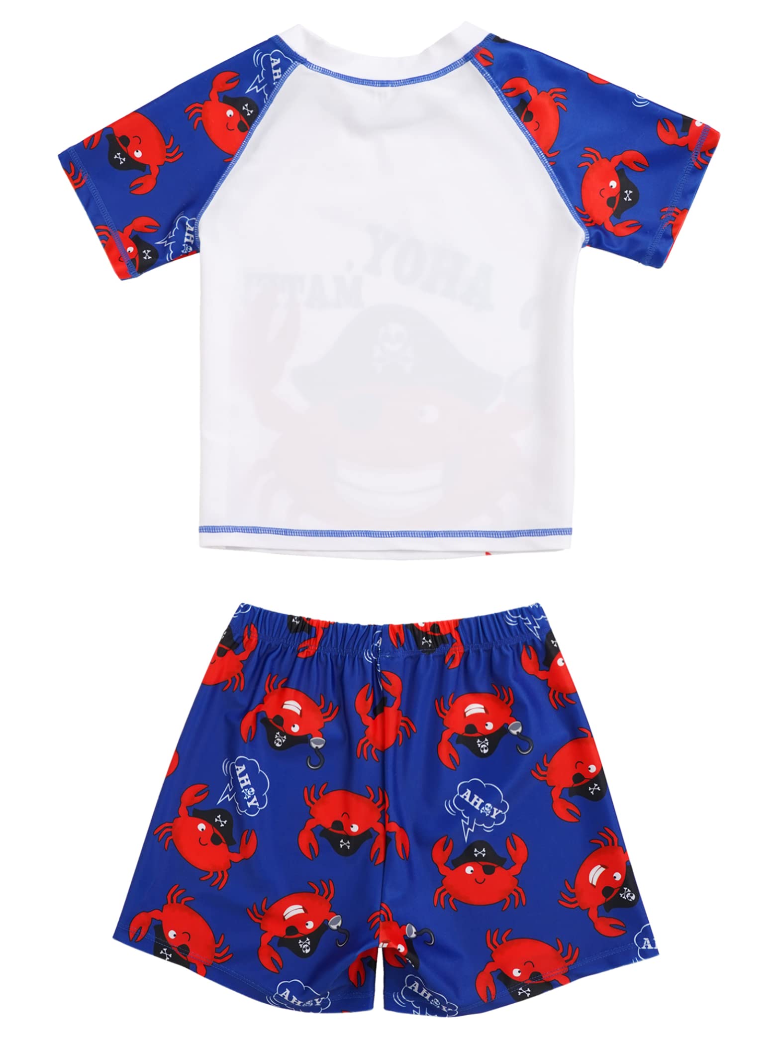 **Boys' 2-Piece Rash Guard Swim Set - Short Sleeve Swim Shirt & Trunks for Beach, Pool & Water Sports - UPF 50+ Sun Protection - Dark Blue - Size 10 Years**