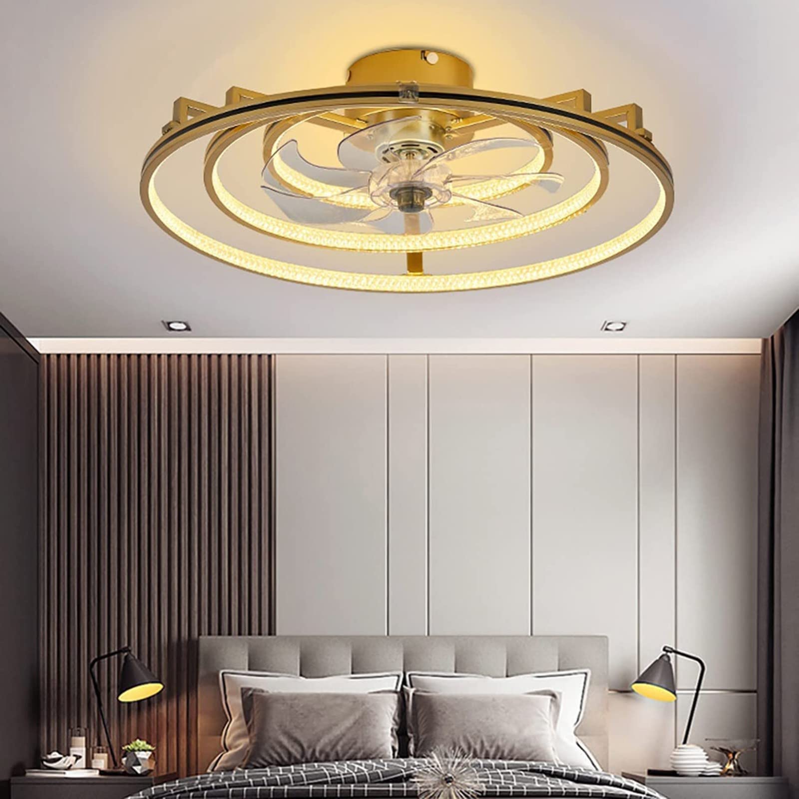 Smart Low Profile Flush Mount Ceiling Fan with Dimmable LED Lights & Remote Control - 3 Speed Settings, 3 Color Temperatures, Ultra Quiet - Perfect for Living Room, Bedroom, Office & Indoor Spaces
