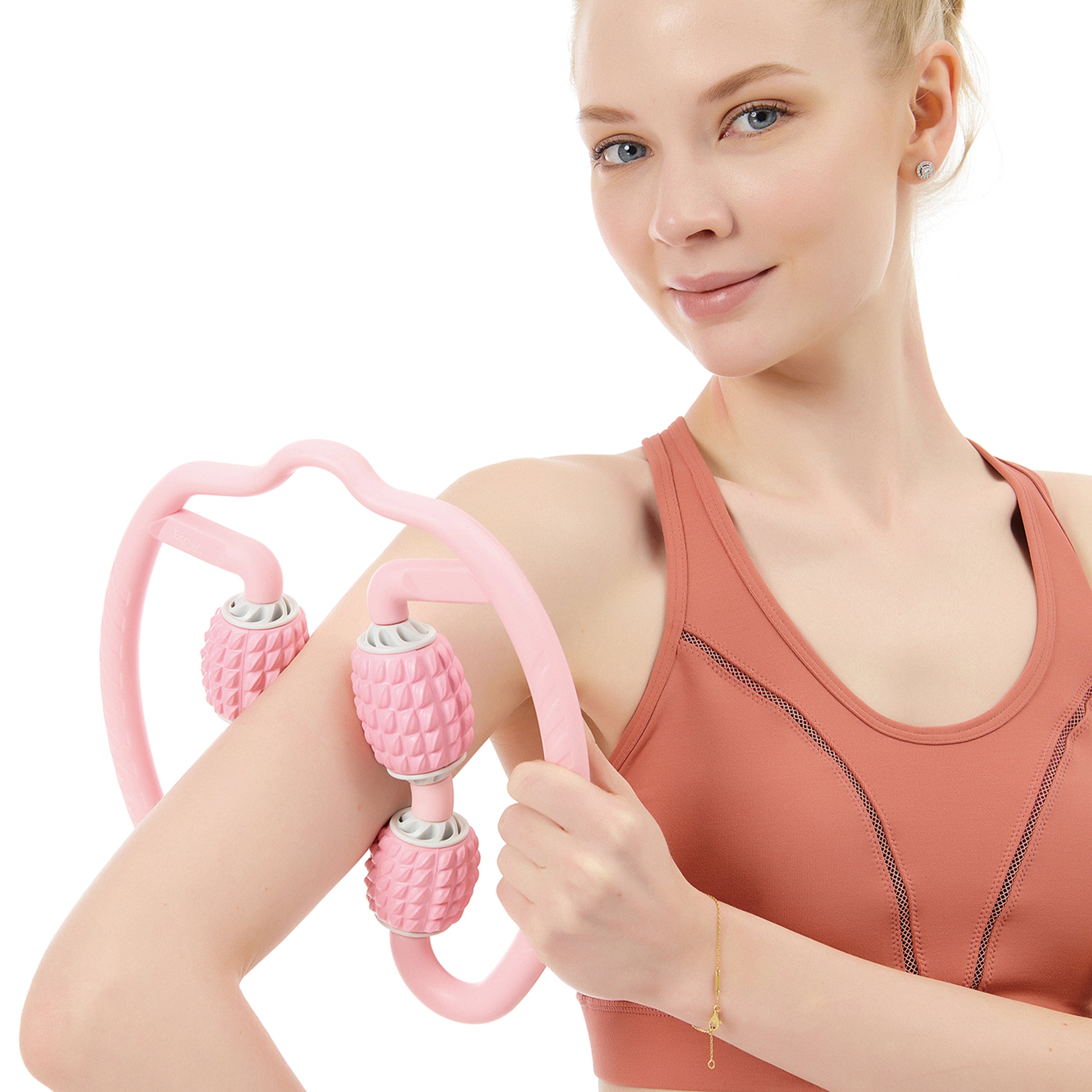 PRCTZ 4-Point Handheld Massage Foam Roller - Deep Tissue Muscle Massager for Pain Relief & Recovery - Perfect for Gym, Yoga, and Post-Workout Relaxation