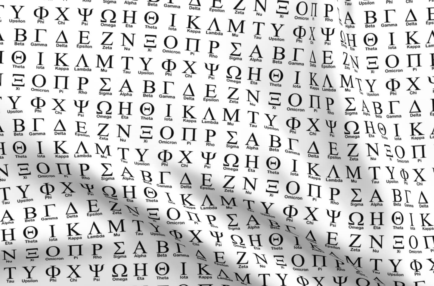 Greek Letters Ancient Printed Minky Fabric Fat Quarter - Soft Plush Material for Sewing Baby Blankets, Quilt Backing & DIY Projects - Perfect for Nursery Decor, Gift Making & Crafting