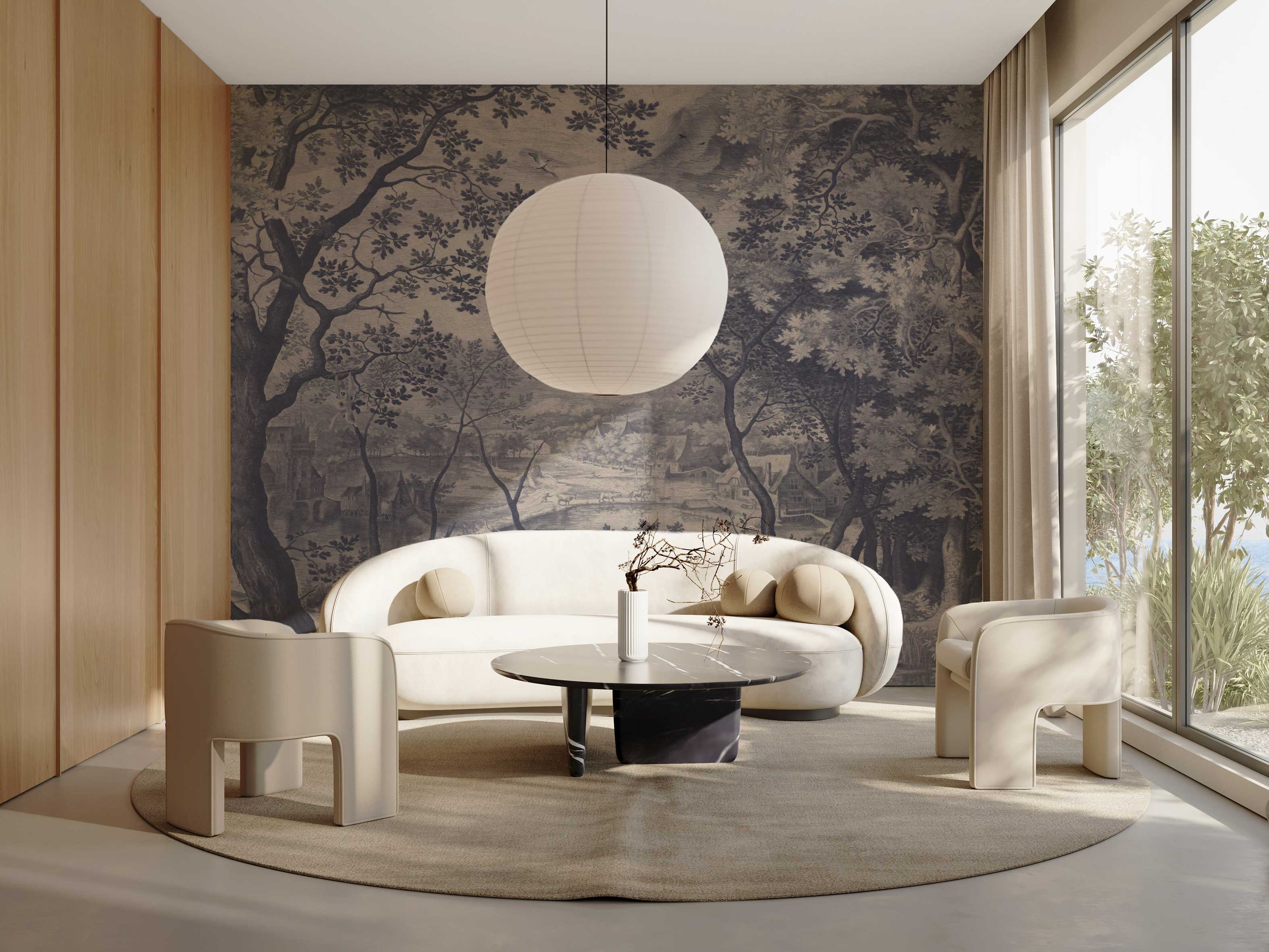 Into the Woods Landscape Wallpaper - Nature Inspired Forest Scenery for Home & Office Decor | Perfect for Living Room, Bedroom, or Workspace