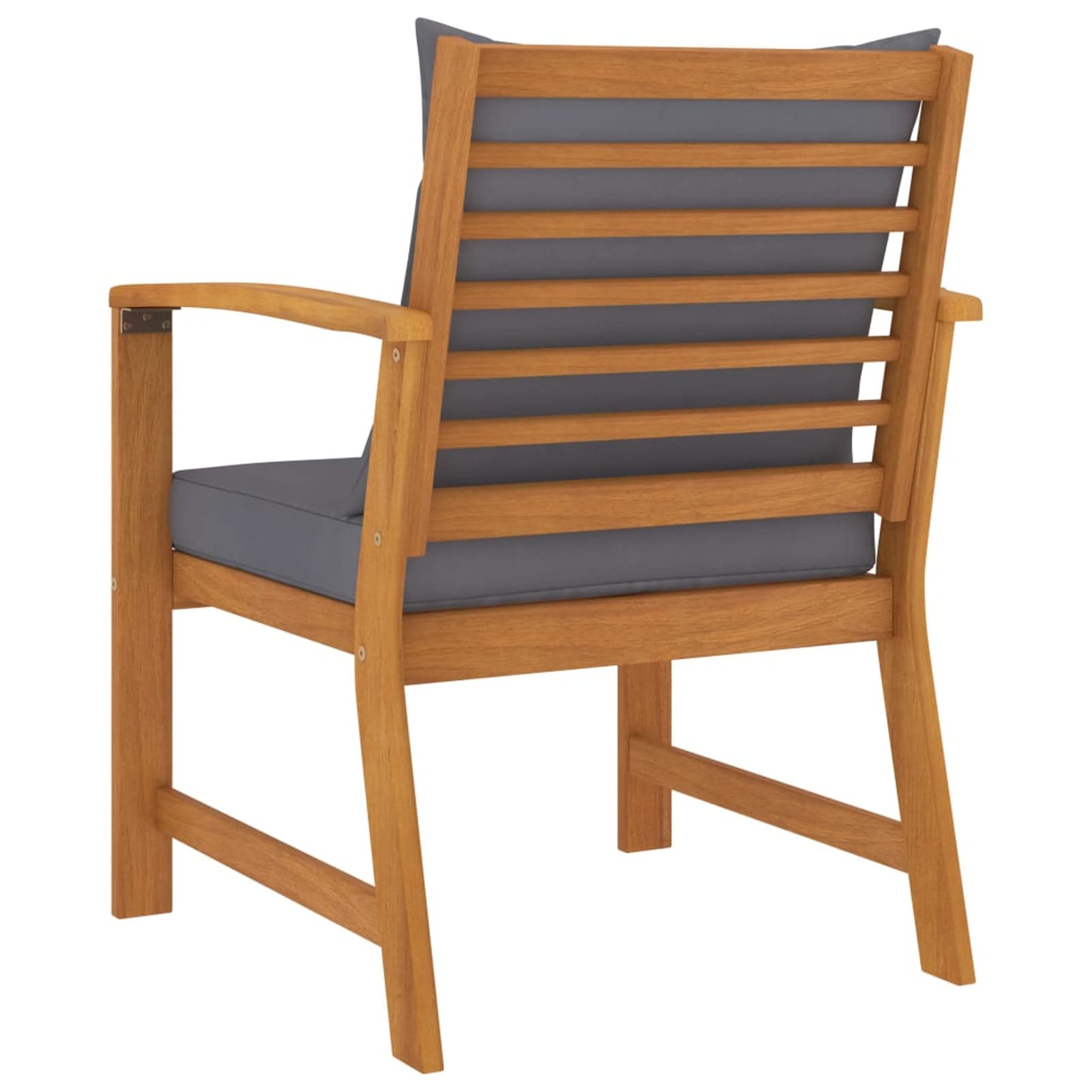 Stackable Outdoor Patio Chairs Set of 2 - Acacia Wood with Dark Gray Cushions - Durable & Weather-Resistant for Garden, Poolside, and Backyard Relaxation