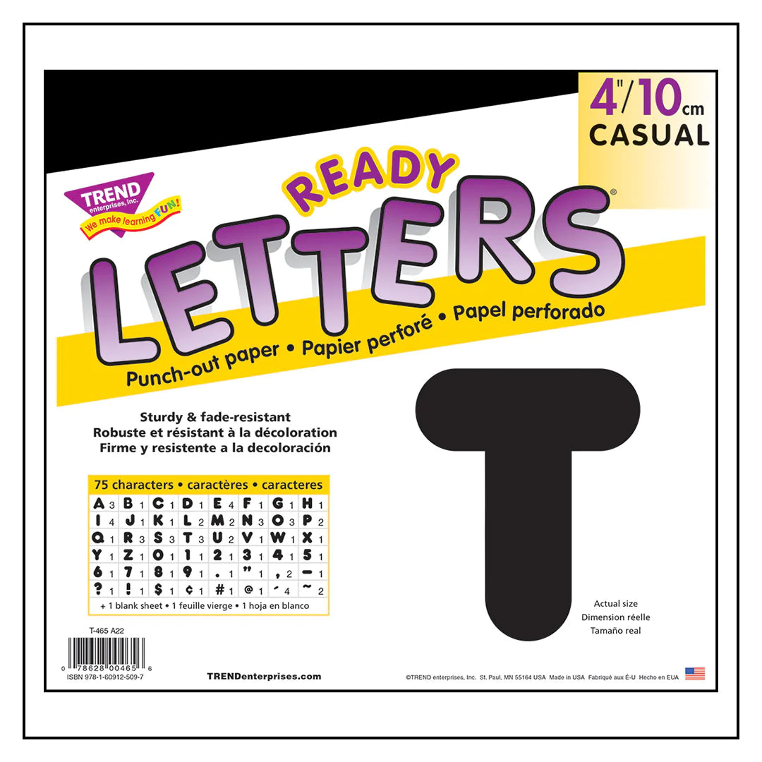 Black 4-Inch/10cm Casual Uppercase Ready Letters® - Perfect for DIY Crafts, Scrapbooking, Home Decor, and Classroom Projects