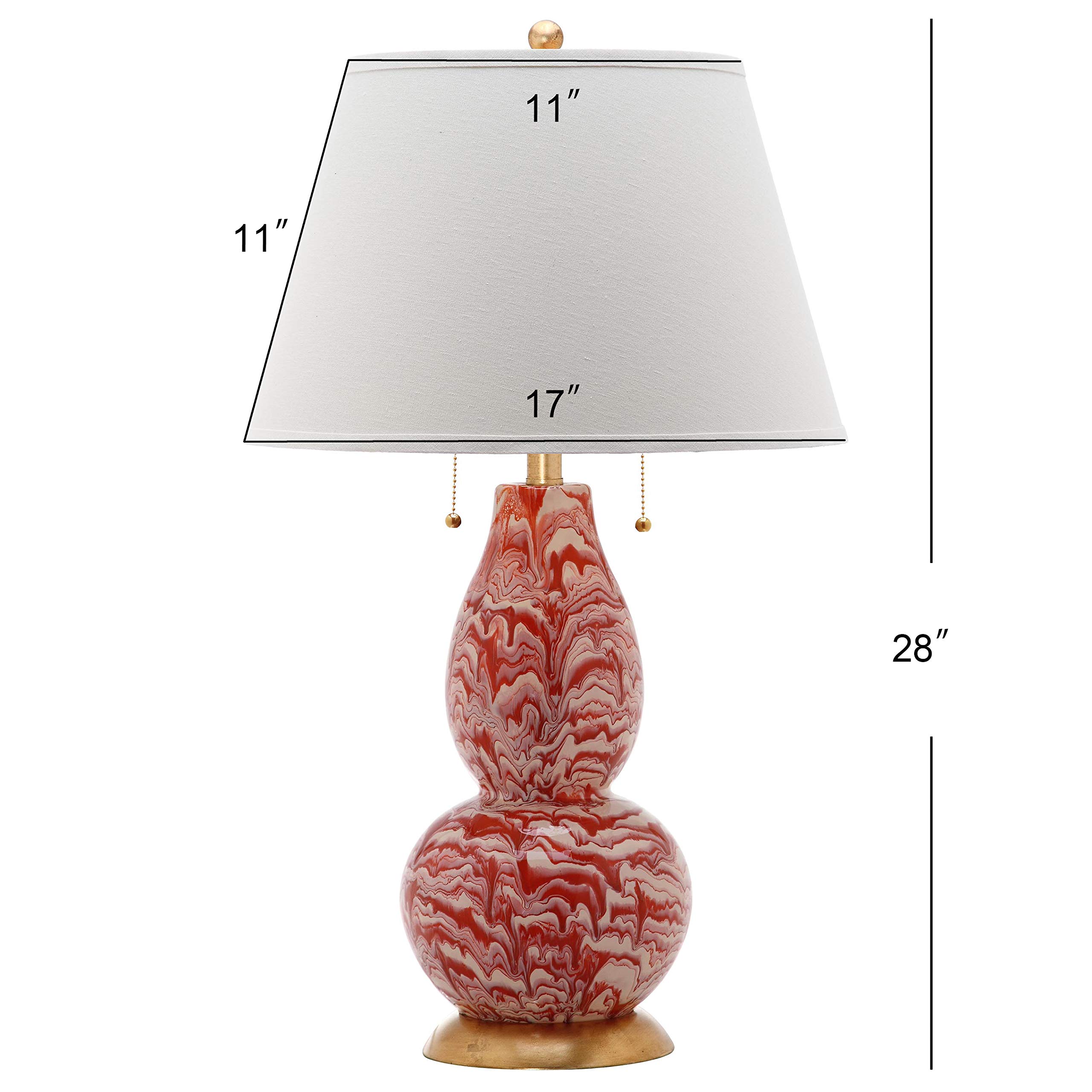 SAFAVIEH Modern Swirls Orange and White 29-Inch Table Lamp Set of 2 with LED Bulbs - Bedroom, Living Room, Home Office, Nightstand Lighting for Cozy Ambiance and Stylish Decor