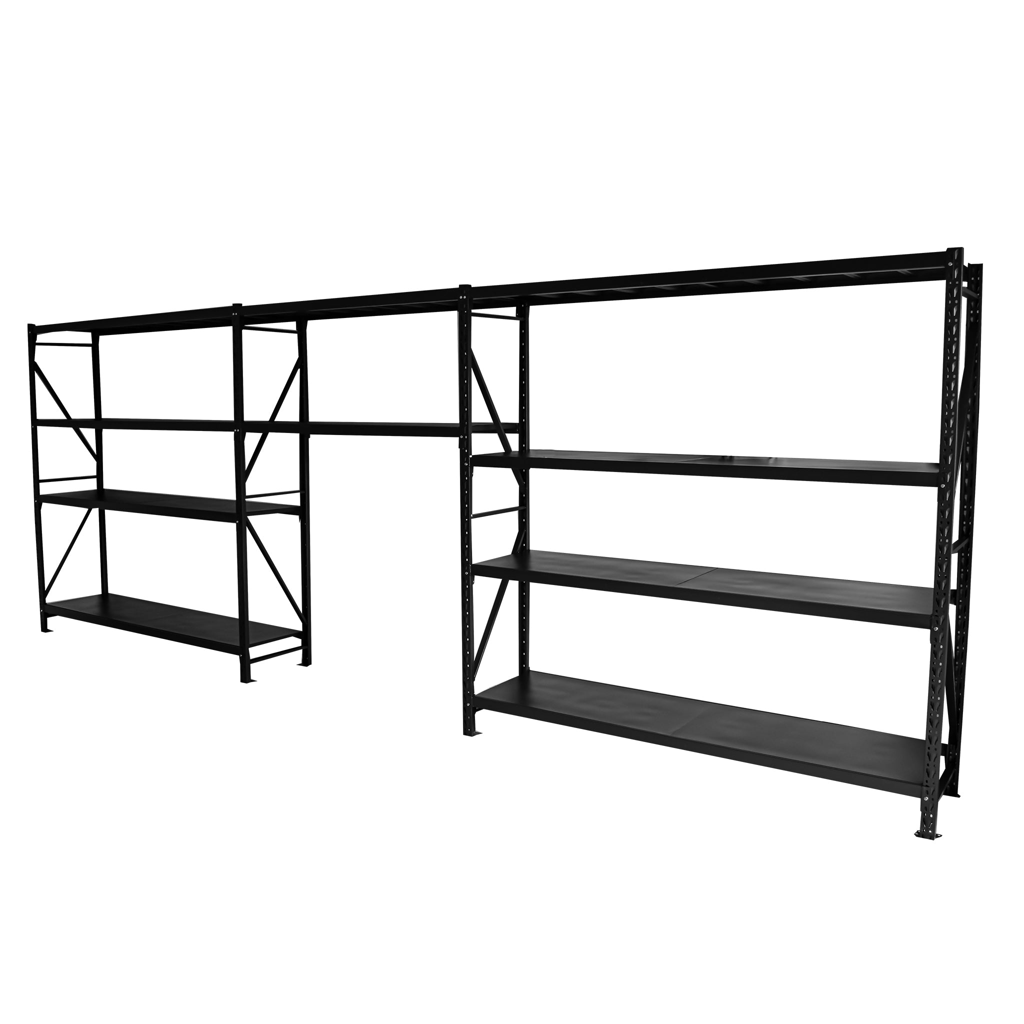 5.5m x 2m x 0.6m Heavy Duty Industrial Shelving Unit with Workstation - 2500KG Capacity for Warehouse Storage & Organization