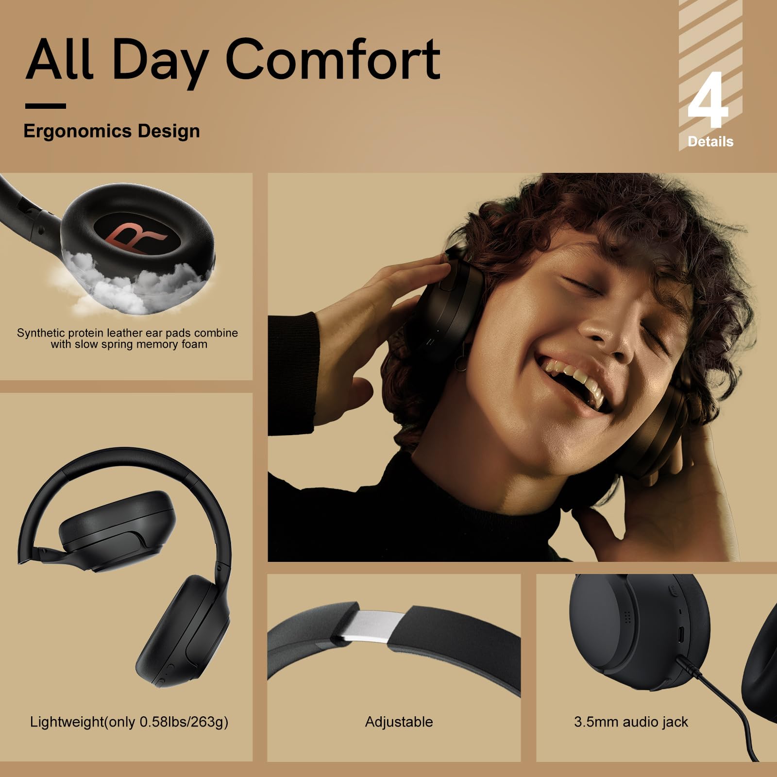 QCY H3 ANC Wireless Headphones & T13 ANC Bluetooth Earbuds - Noise Cancelling Headset with 40H Playtime for Travel, Workout, Commuting (Black)