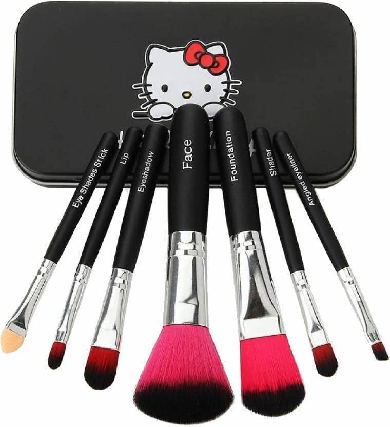 VNZ 7-Piece Mini Makeup Brush Set for Eyes, Lips & Face - Portable Travel Makeup Brushes with Storage Case - Perfect for On-the-Go Touchups & Professional Makeup Application (Black)
