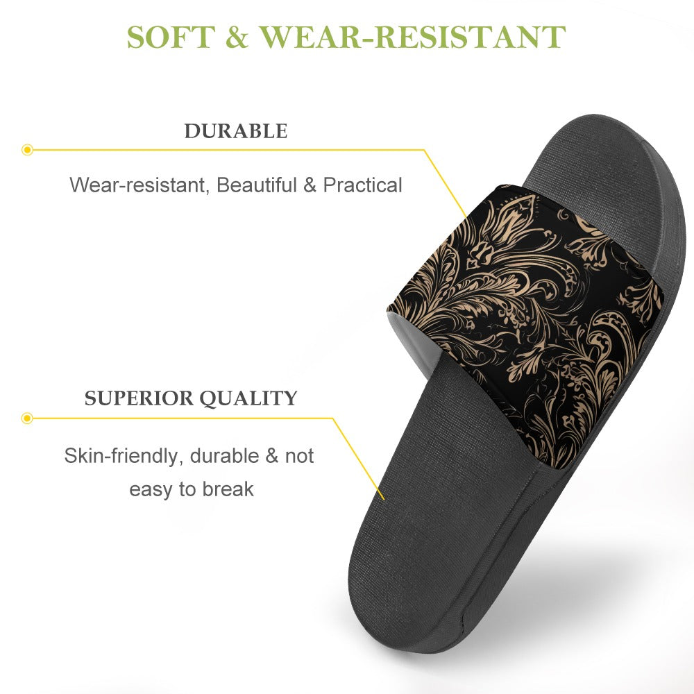 Gothic Bronze Pattern PVC Sandals for Women - Stylish & Comfortable Summer Beach Walking Shoes for Outdoor, Vacation, and Casual Wear