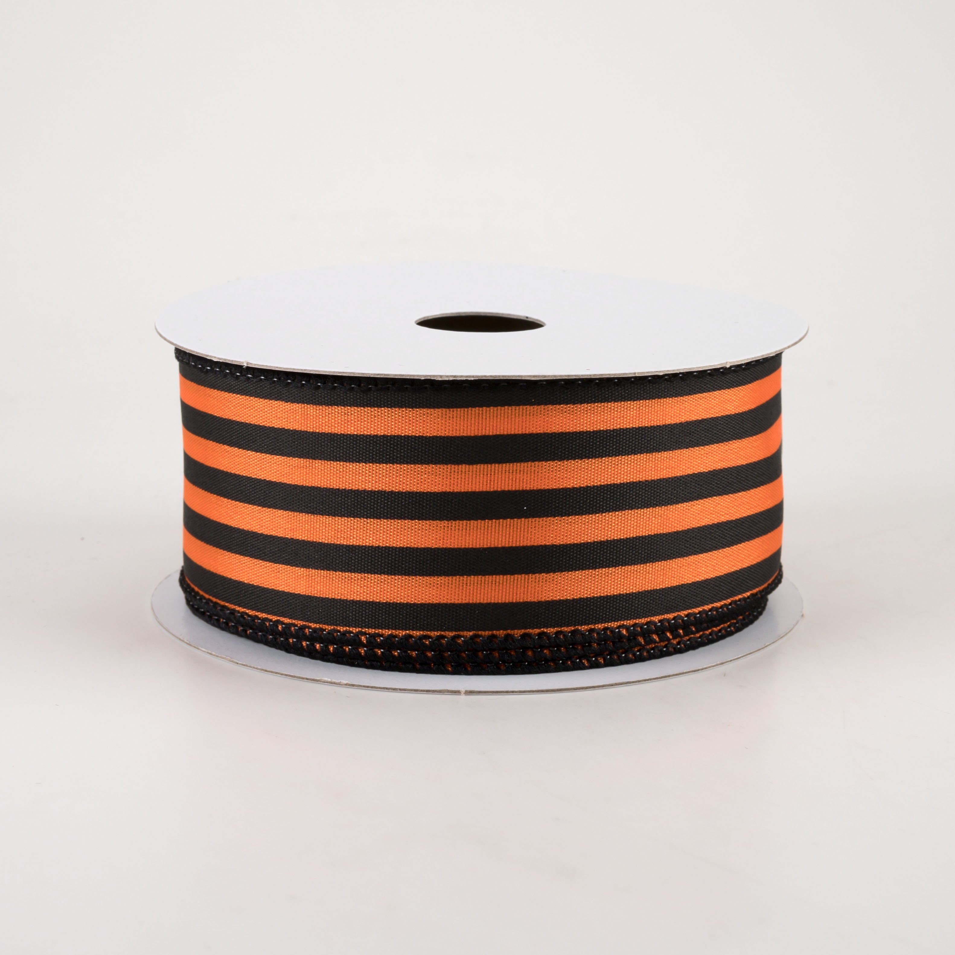 1.5 Inch Cabana Stripes Ribbon - Black on Orange Satin Ribbon (10 Yards) for Gift Wrapping, DIY Crafts, Party Decorations and Hair Accessories