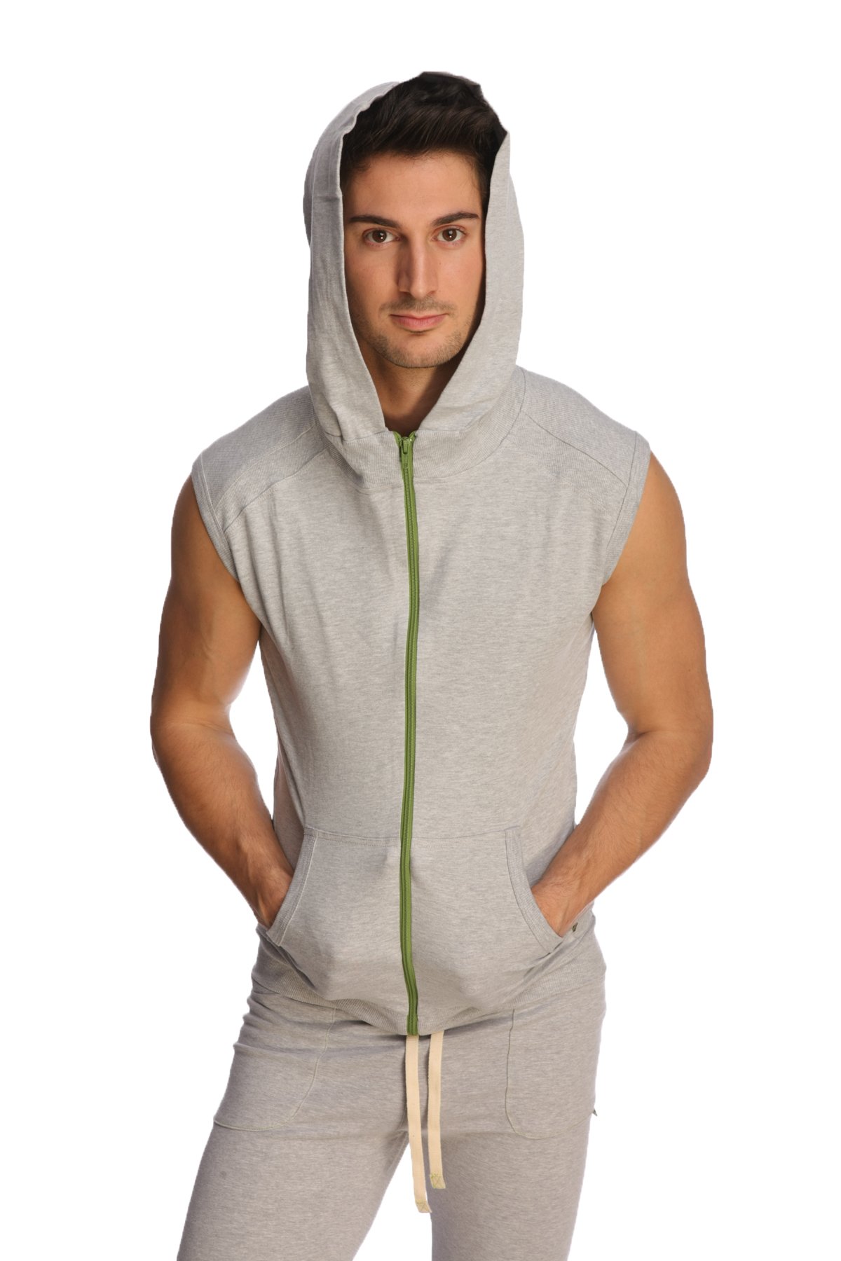 4th Men's Sleeveless Hoodie - Modal French Terry Workout Top for Yoga, Gym & Resort Wear | Made in USA | Stretch Fit European Style | Perfect for Fitness Training & Beach Vacations
