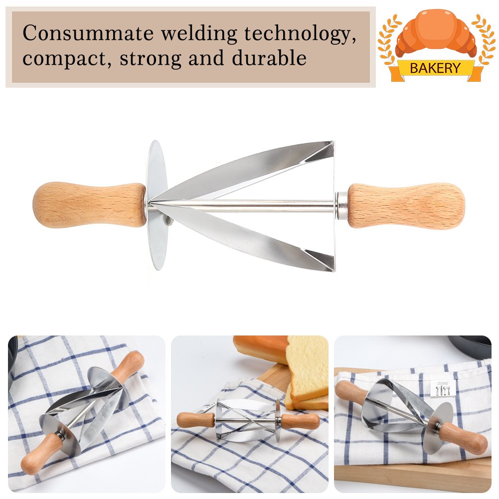 Alvinlite Stainless Steel Croissant Dough Cutter Roller - Professional Pastry & Bread Dough Slicer for Perfectly Shaped Croissants, Cakes & Pastries - Ideal for Home Baking, Commercial Kitchens & Pastry Shops