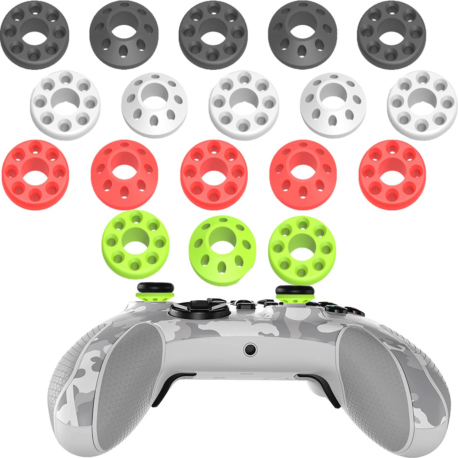 Precision Aim Assist Motion Control Rings for PS5, PS4, Xbox Series X/S, Xbox One, Switch Pro & Elite Controllers - 18pcs Soft Silicone Grip Rings for Enhanced Gaming Accuracy (Perfect for FPS, Racing & Sports Games)