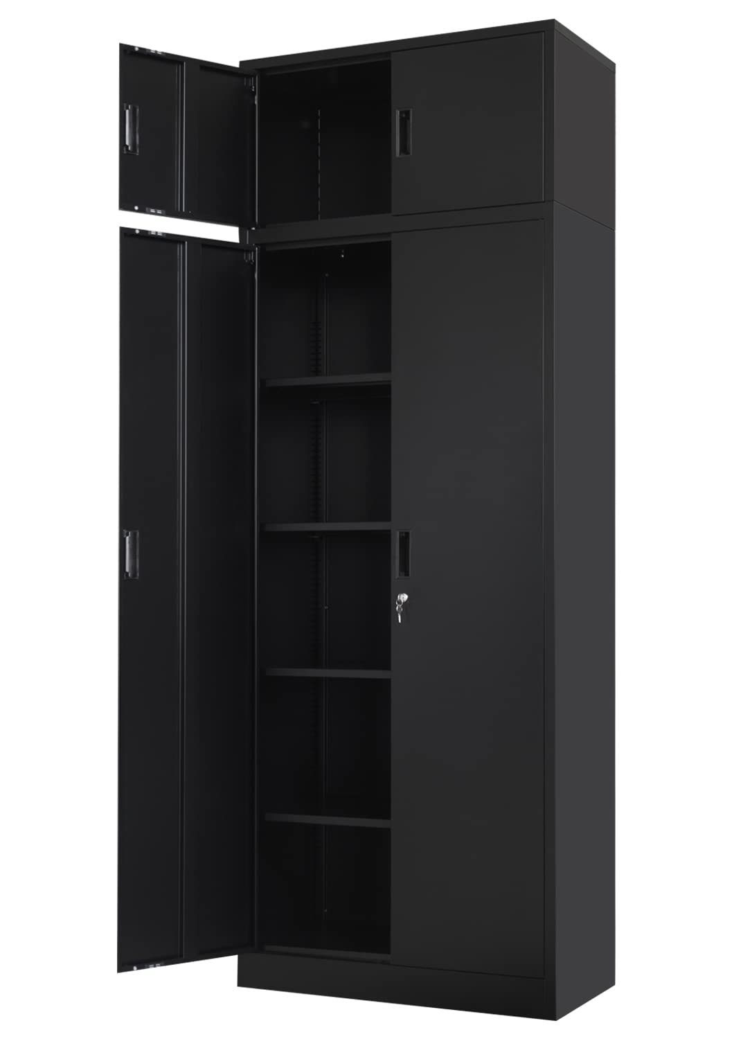 BESFUR 87-inch Tall Metal Storage Cabinet with Adjustable Shelves & Locking Doors - Large Steel Office Cabinet for Home, Garage, Utility Room (Black) | Perfect for Organizing Files, Tools & Supplies