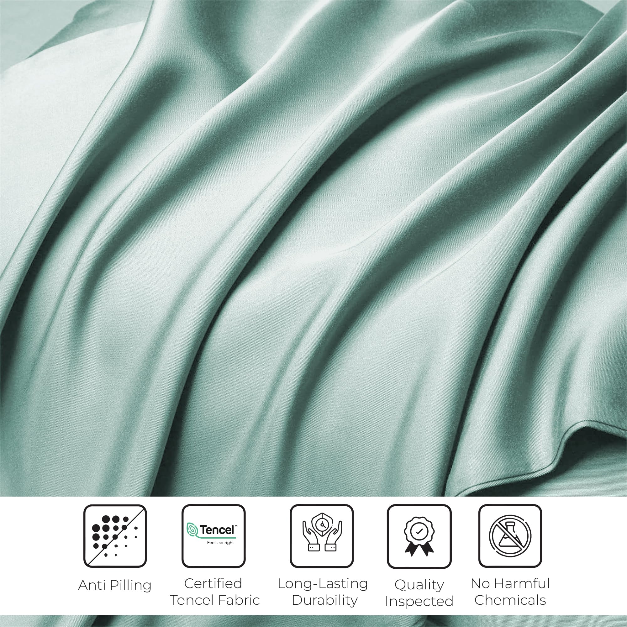 Premium Eucalyptus Tencel Lyocell Sheet Set - Split King Size Cooling Breathable Bedding (2 Fitted, 1 Flat Sheet, 2 Pillowcases) | Ultra Soft & Silky | Aqua Color | Perfect for Hot Sleepers & Luxury Bedrooms