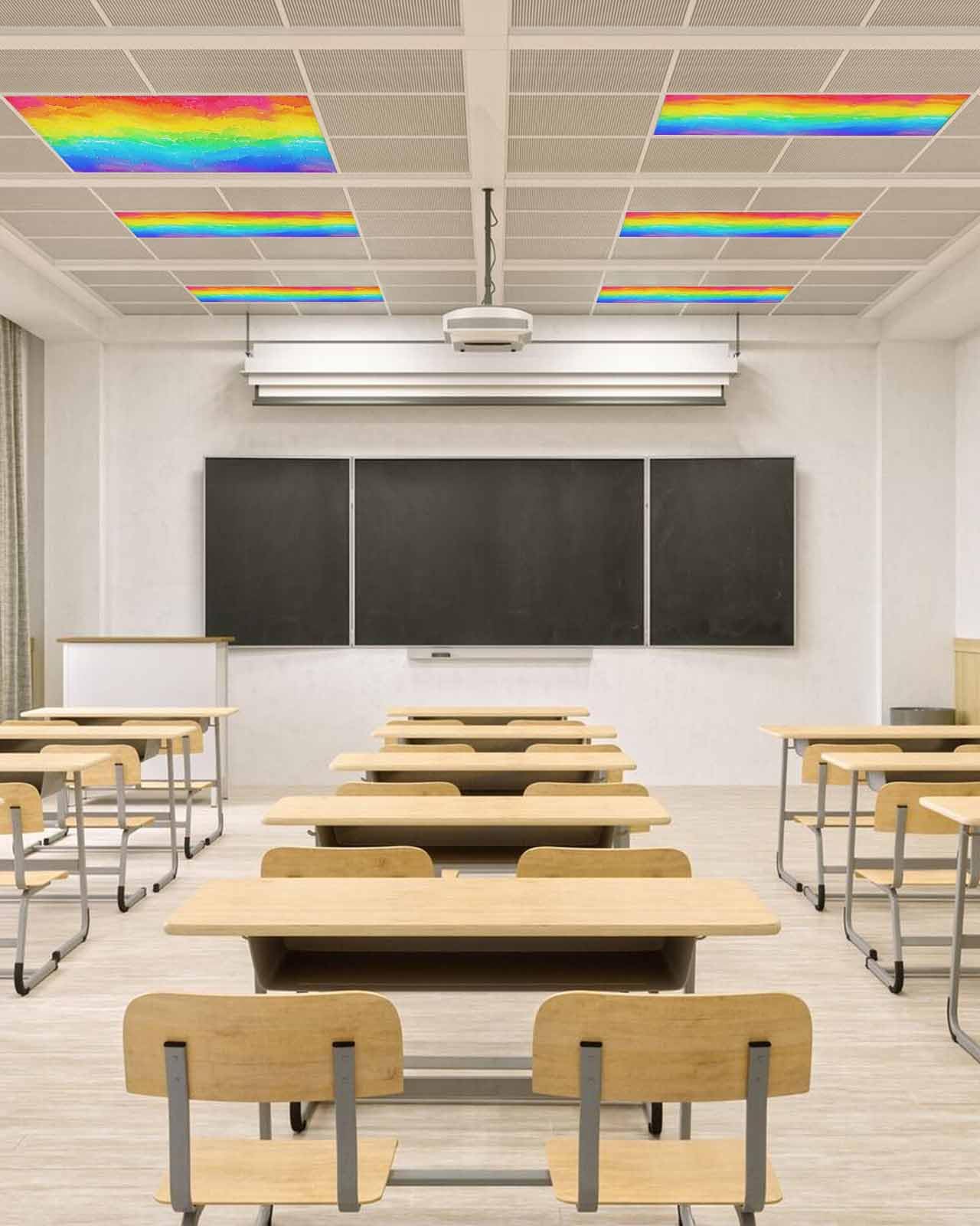3PCS Fluorescent Light Covers with 10 Magnets - Rainbow LGBT Pride Flag Design Oil Painting Print, Ceiling Light Fixture Panels for Glare Reduction in Home, Office, Bar, or Event Decor