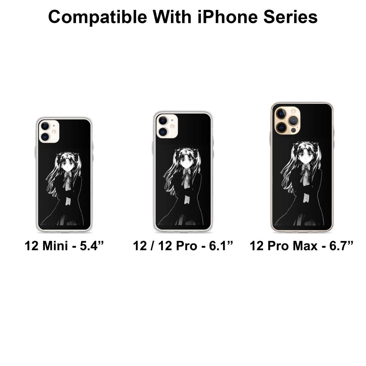 Rin Tohsaka Anime Clear Phone Case Compatible with iPhone 15 14 13 12 11 X XS XR 8 7 6 6S Plus Pro Max - Durable Protective Cover for Fans of Fate Series | Perfect for Cosplay, Conventions & Anime Enthusiasts