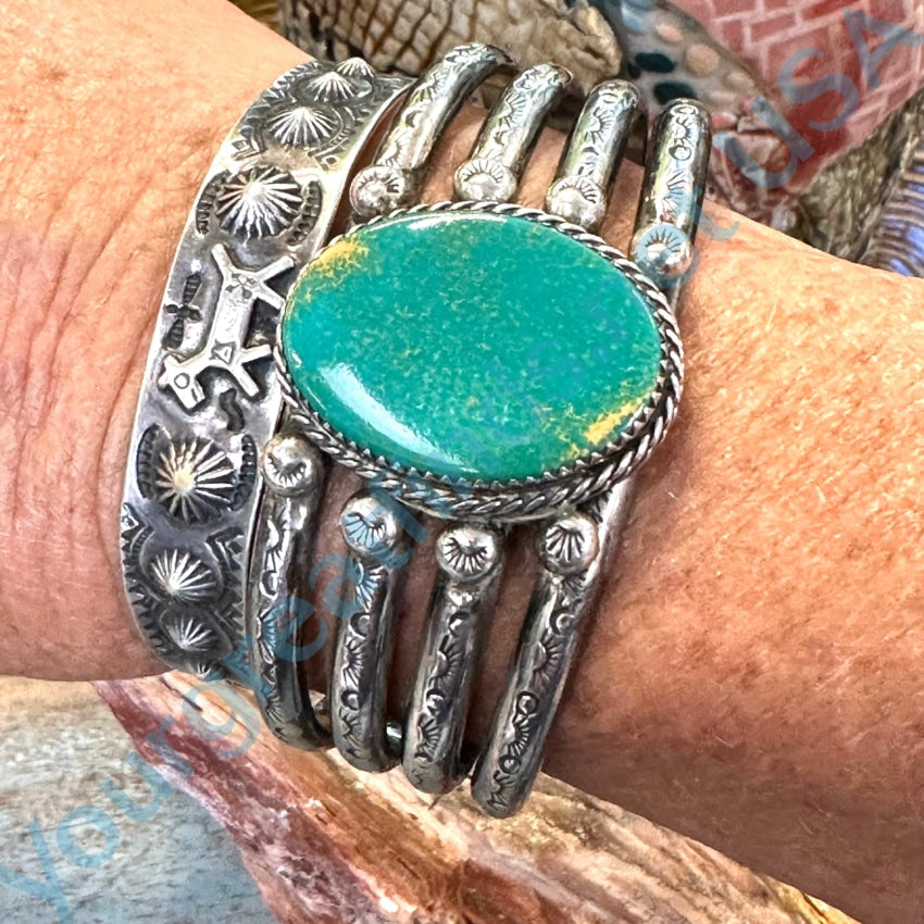 Sterling Silver Turquoise Raindrop Bracelet - Authentic Navajo Jewelry by Sonny Spruce (1999) - Perfect for Boho Fashion & Southwest Style Accessories
