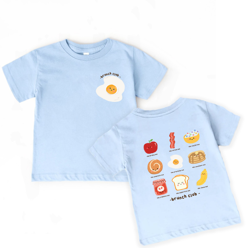 Brunch Club Kids Graphic T-Shirt - Fun Front & Back Design for Boys & Girls - Perfect for School, Playdates & Casual Outfits