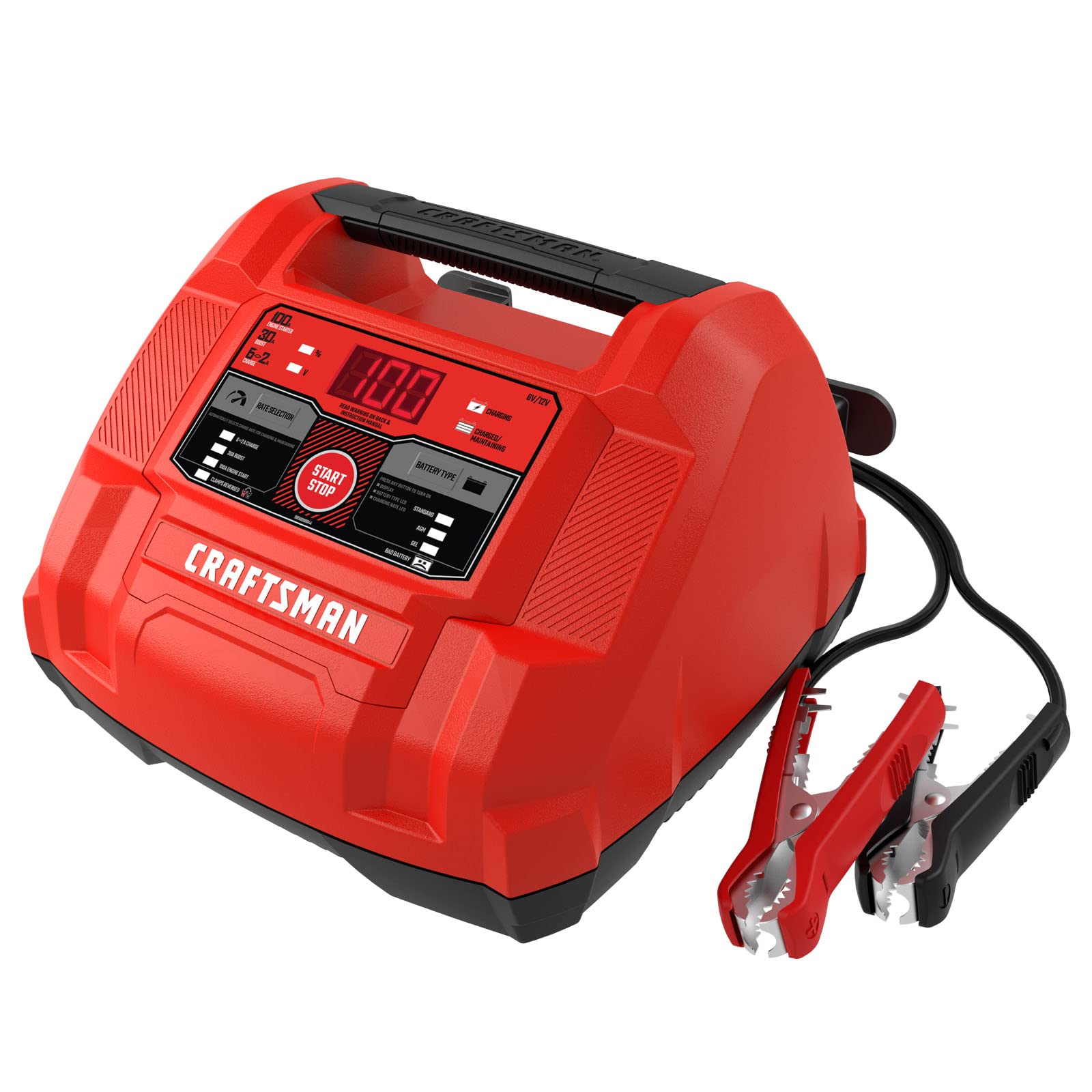 CRAFTSMAN 6-in-1 Fully Automatic Battery Charger & Engine Starter CMXCESM253 - 100 Cranking Amps, 6V/12V Battery Tester & Alternator Tester for Car, SUV, Truck & Marine Batteries - Perfect for Roadside Emergencies & Winter Vehicle Maintenance
