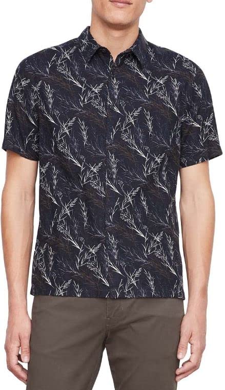 Vince Men's Short Sleeve Leaf Print Casual Shirt - Lightweight Summer Tops for Outdoor Activities and Travel