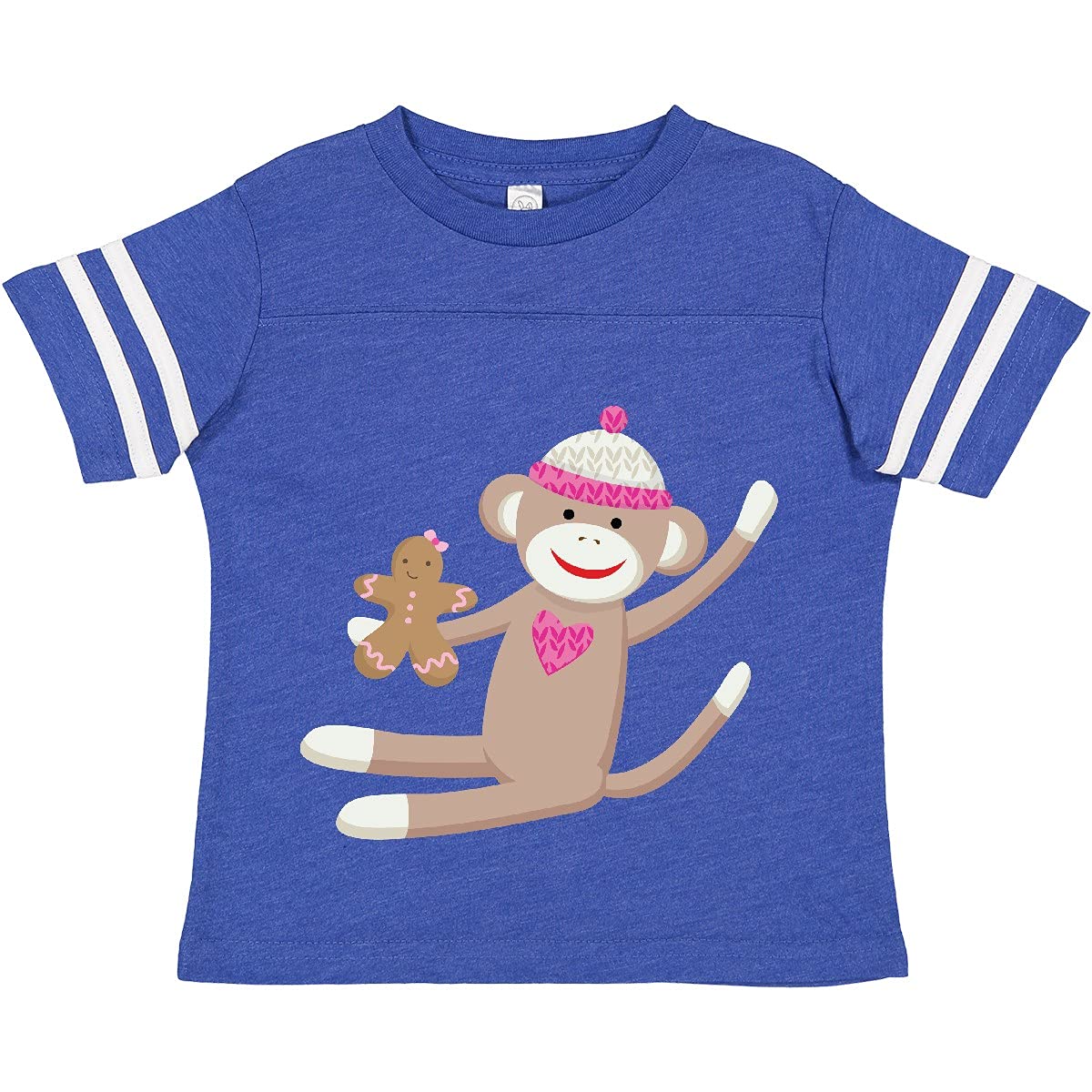 Inktastic Sock Monkey Gingerbread Christmas Toddler T-Shirt - Cute Holiday Outfit for Boys & Girls - Perfect for Family Photos, Christmas Parties & Festive Celebrations