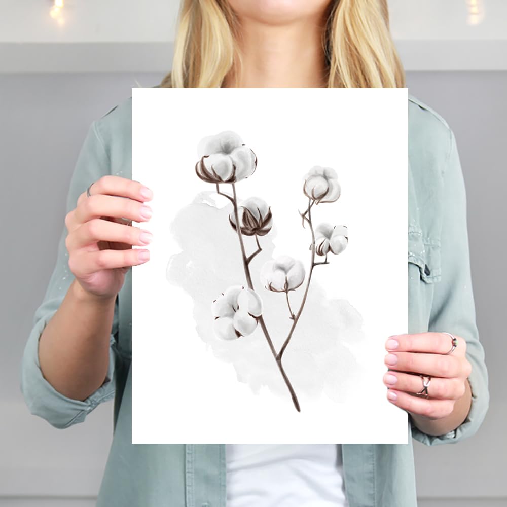 Eucalyptus and Cotton Botanical Prints Wall Art Set of 6 - Unframed 8x10 Inch - Modern Kitchen Wall Decor - Perfect for Farmhouse, Bathroom, and Bedroom Decor - Adds Fresh Greenery Style to Any Space