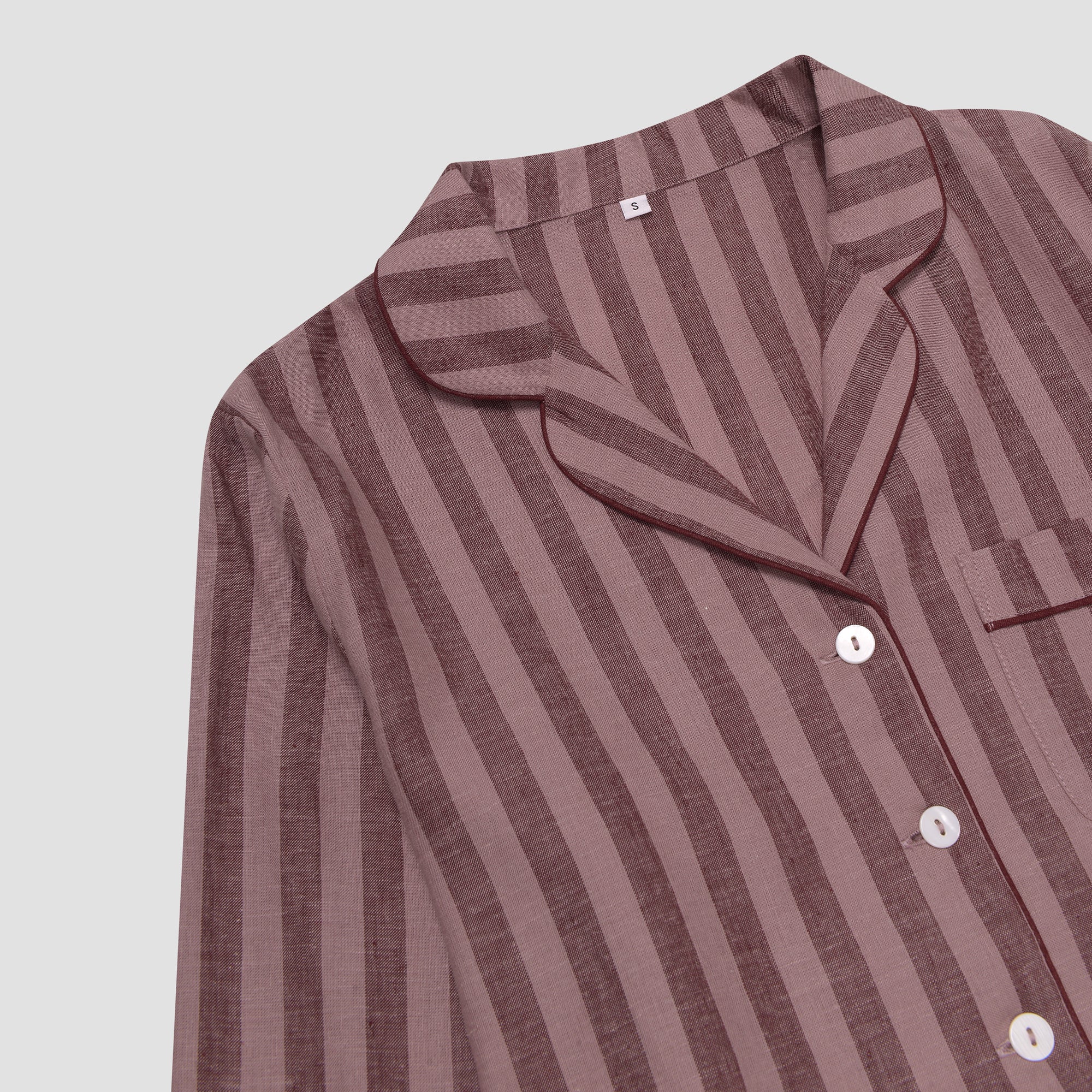 Port & Woodrose Striped Linen Pajama Shirt for Women - Soft and Breathable Sleepwear for Summer Nights, Lounging at Home, and Relaxing Weekends