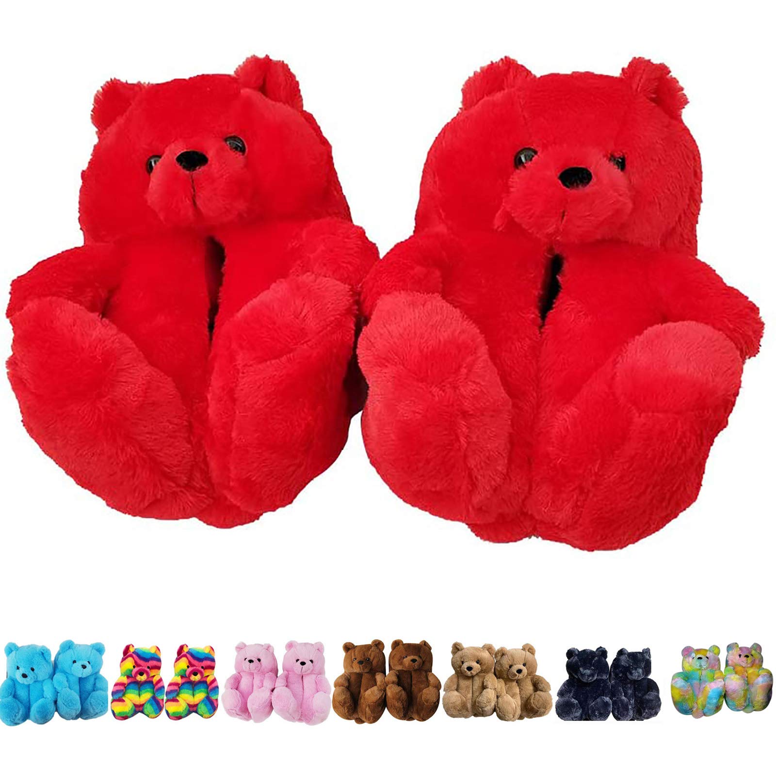 Women's Plush Teddy Bear Slippers - Cozy Indoor House Shoes with Non-Slip Sole | Cute Animal Slippers for Winter Warmth | Perfect for Lounging, Relaxing at Home & Gift Giving