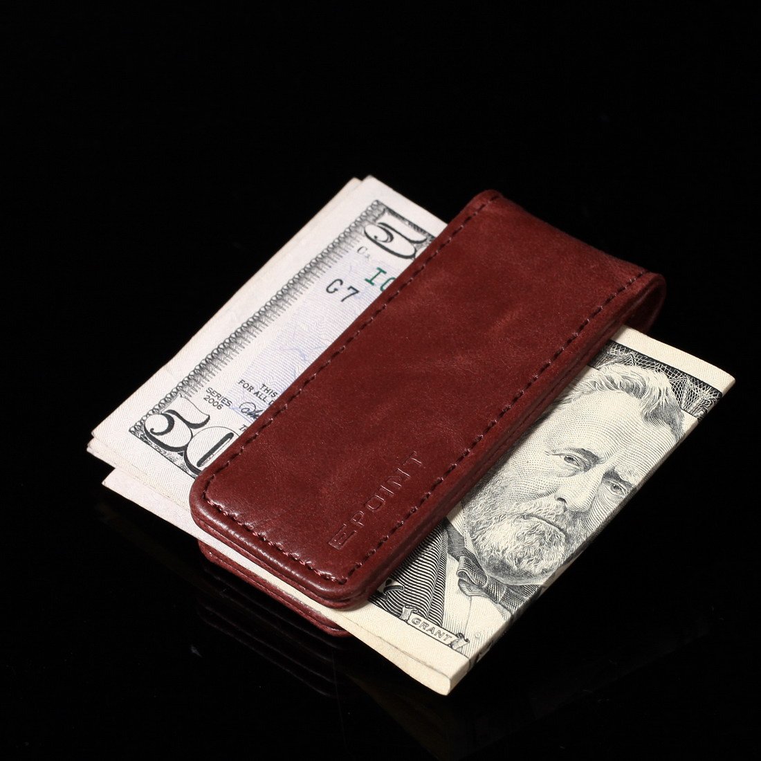 Epoint EQA12B03 Premium Red PU Leather Money Clip - Stylish Designer Wallet Accessory for Men | Perfect Gift for Birthday, Anniversary & Father's Day | Ideal for Cash, Cards & Everyday Carry