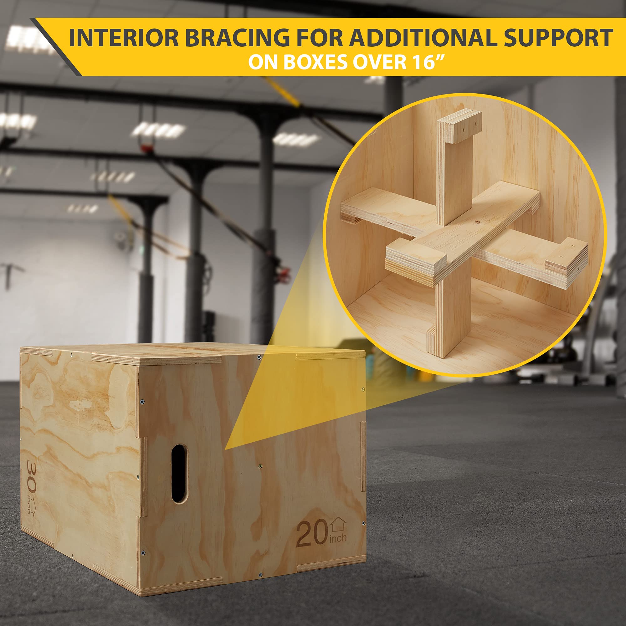 Premium 3-in-1 Wooden Plyometric Box - Adjustable Jumping Plyo Box for CrossFit, HIIT & Home Workouts - Ideal for Strength Training, Cardio & Fitness Conditioning