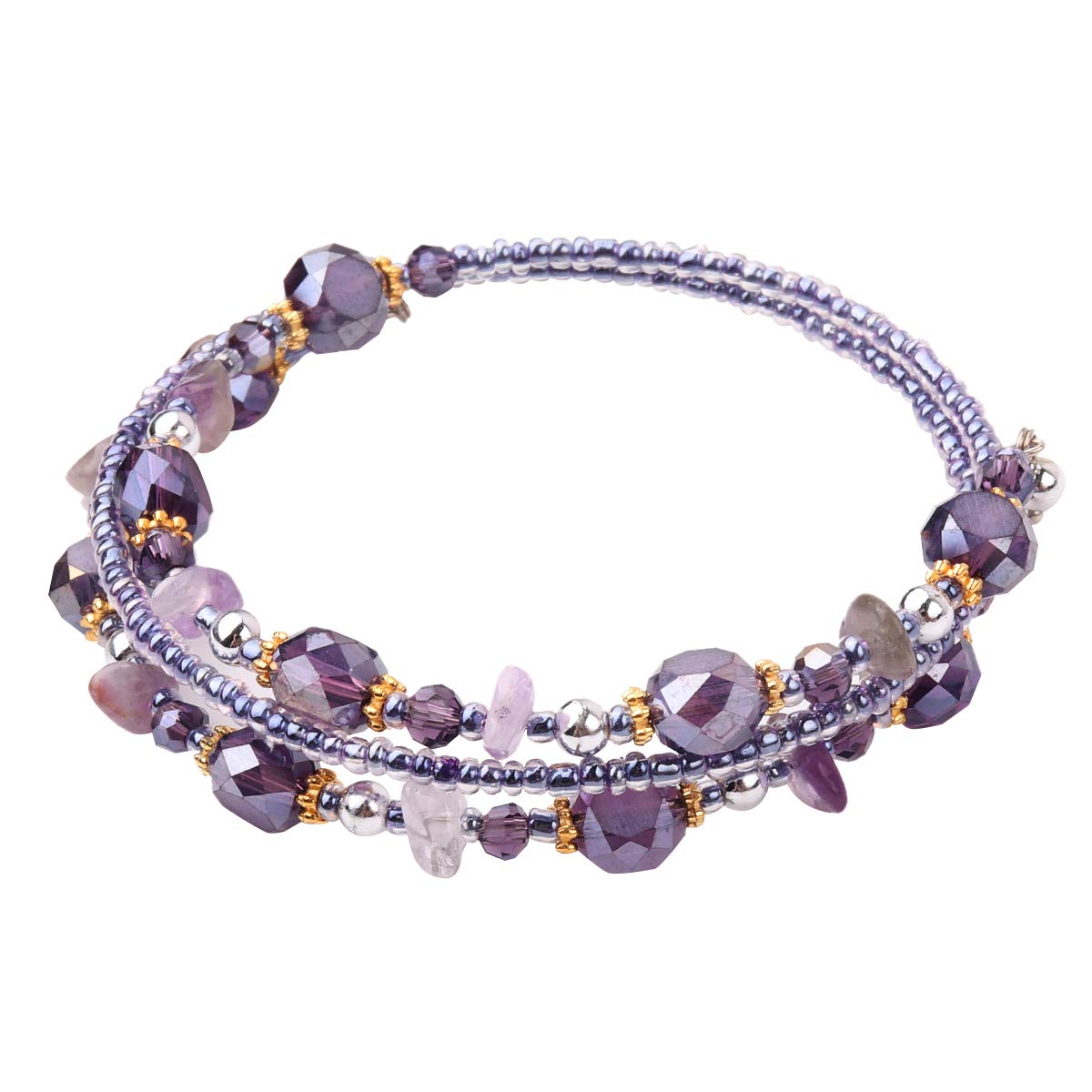 Boho Layered Bracelet Set for Women - Amethyst & Tiger Eye Stretch Bracelets, Bohemian Jewelry for Girls | Perfect for Yoga, Meditation & Everyday Wear