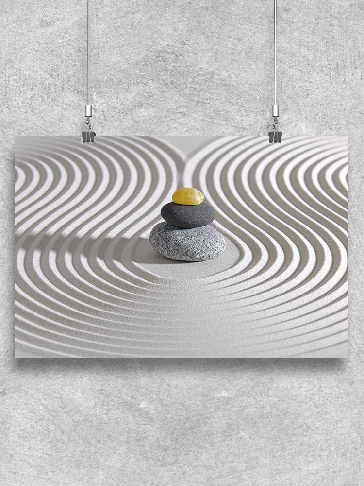 Zen Garden Stacked Stones Poster - Serene Meditation & Home Decor for Living Room, Office, or Yoga Space