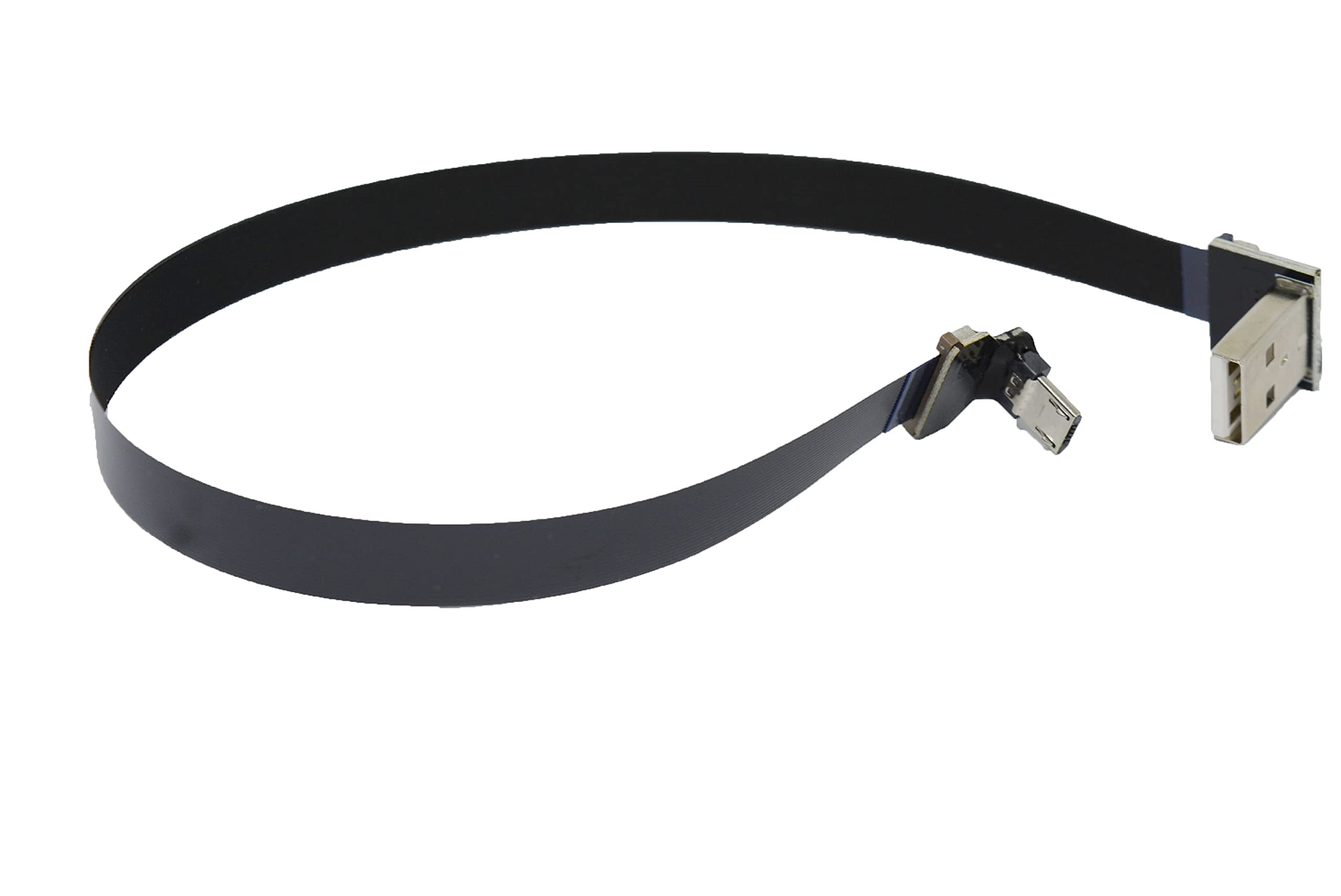 90° Angled Micro USB to USB A Cable - 40CM for Sync & Charging - Black