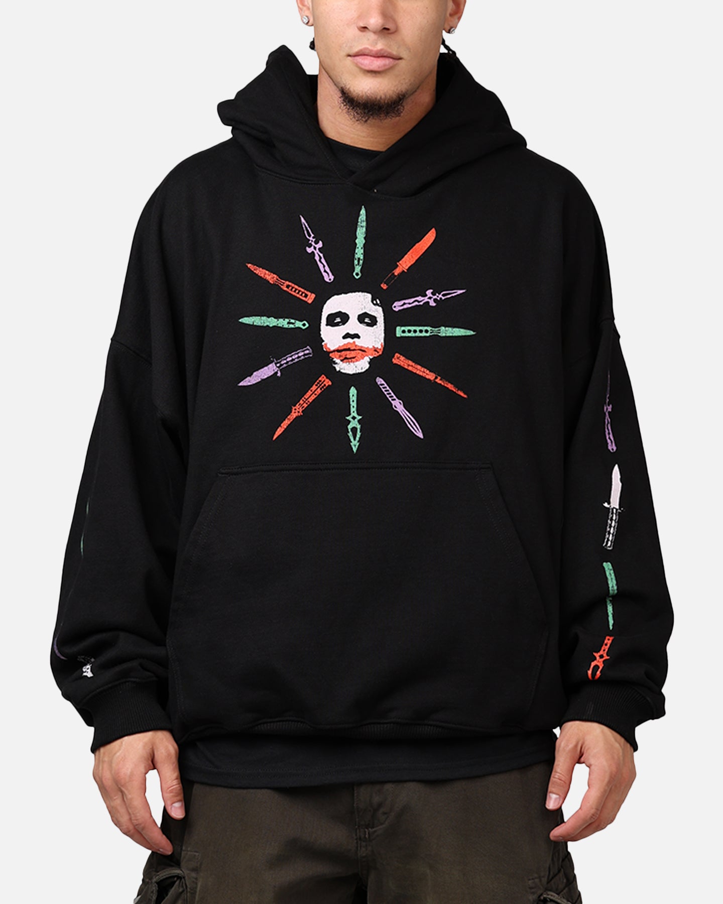 DC Batman The Joker Scars Premium Hoodie - Black Superhero Graphic Pullover for Men & Women | Perfect for Cosplay, Halloween & Comic Con
